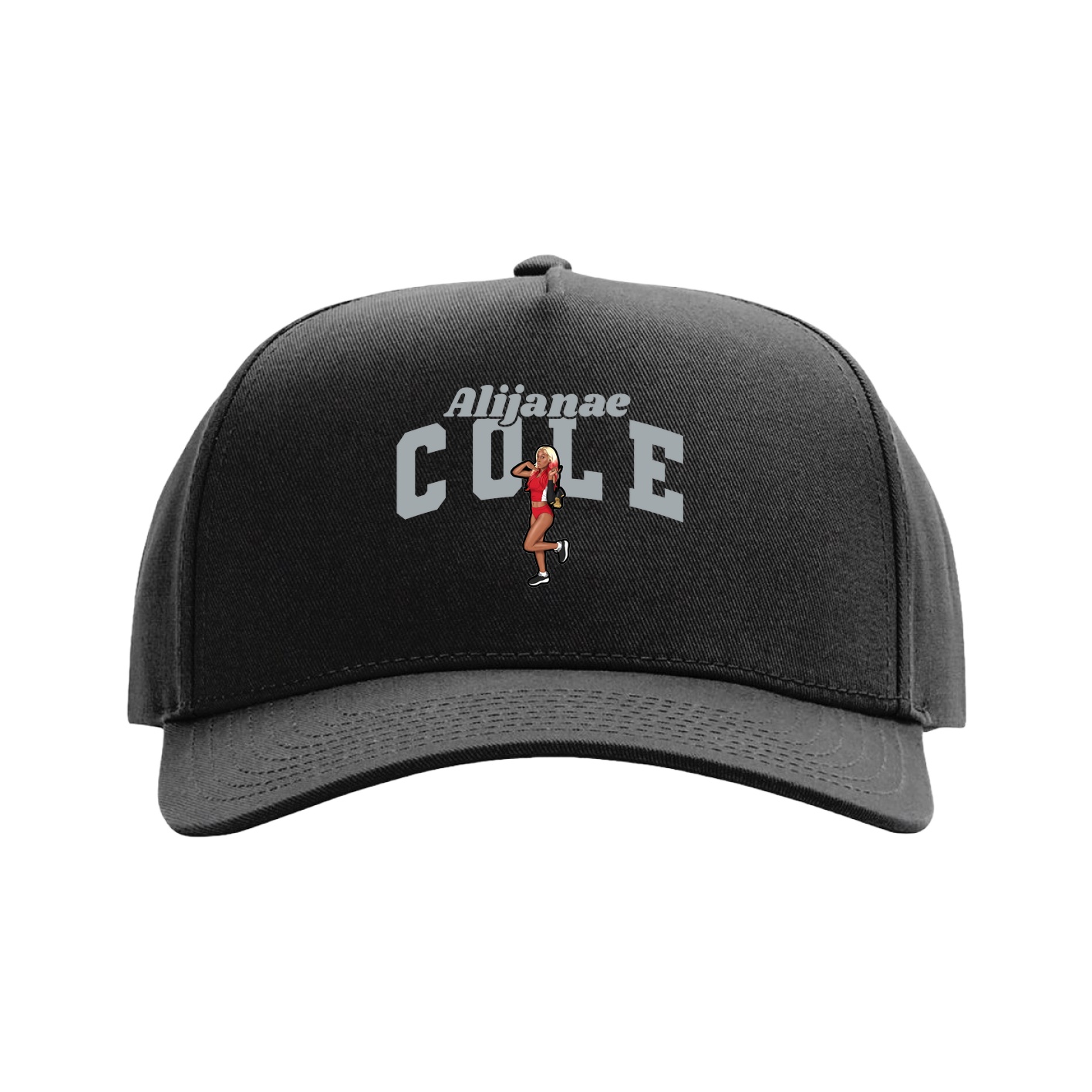 Full Fabric Five-Panel Champ Cap — Signature Arch in Black