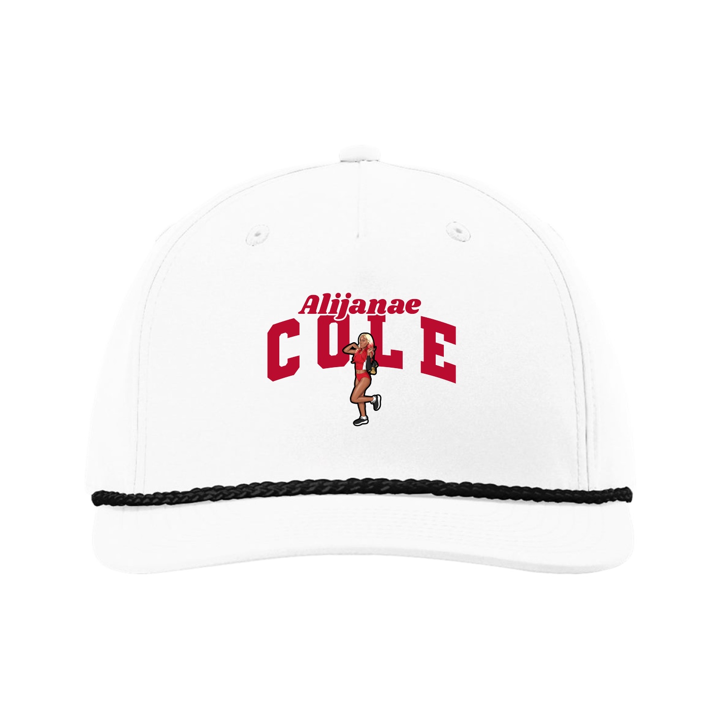 Five-Panel Classic Rope Cap — Signature Arch in White
