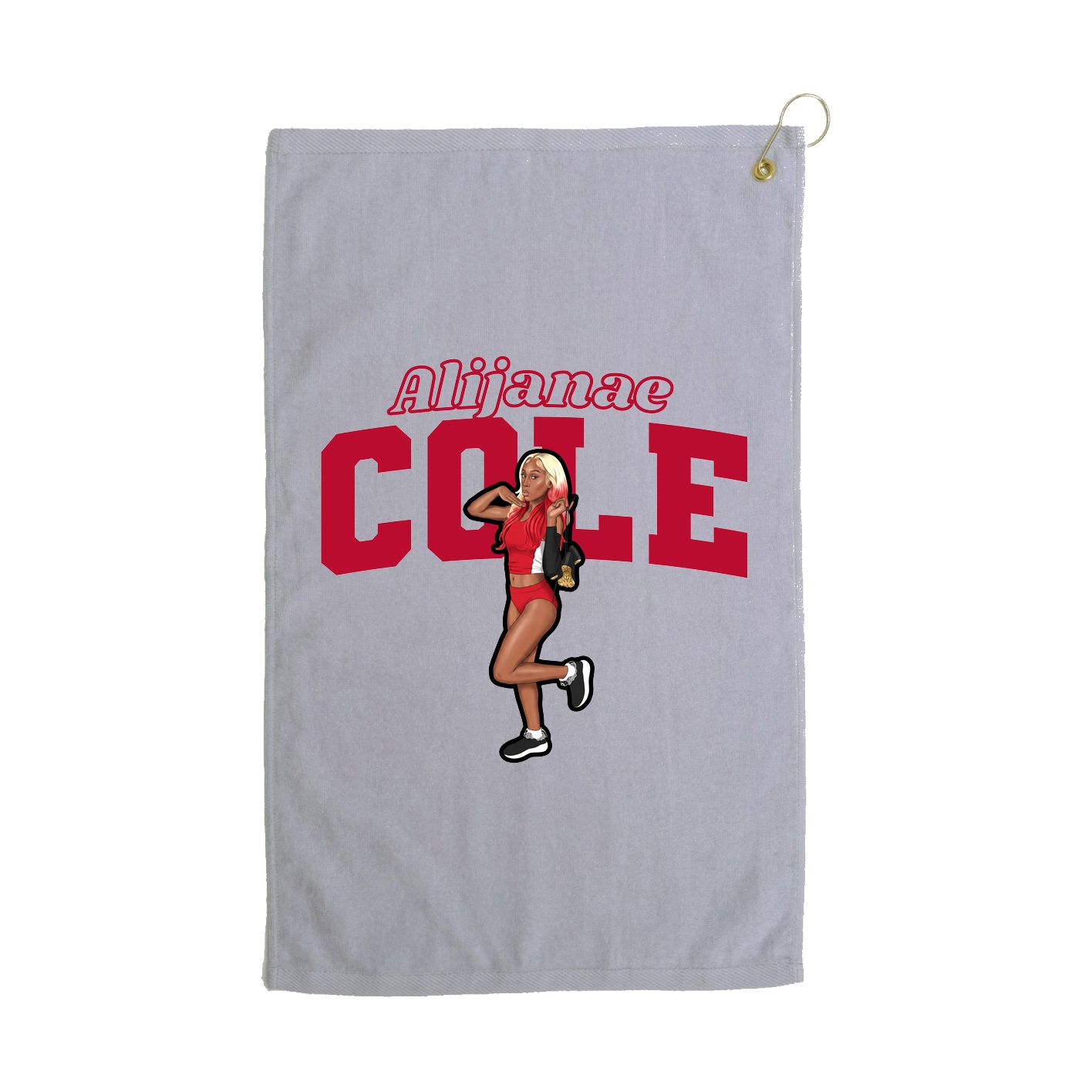 Golf Towel — Name Arch in Grey