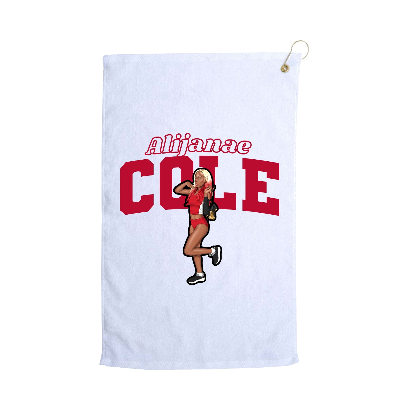 Golf Towel — Name Arch in White