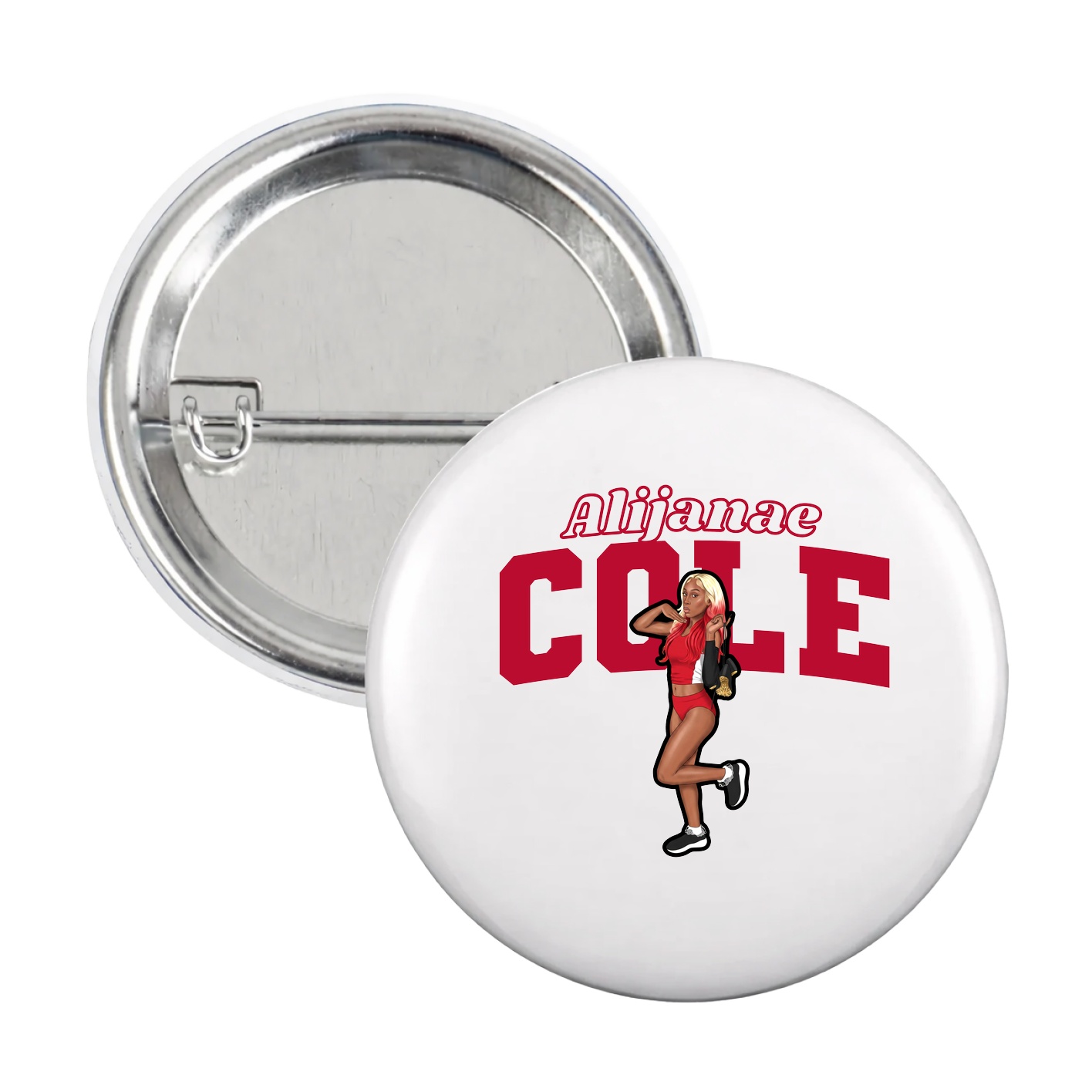 Game Day Button — Name Arch in White