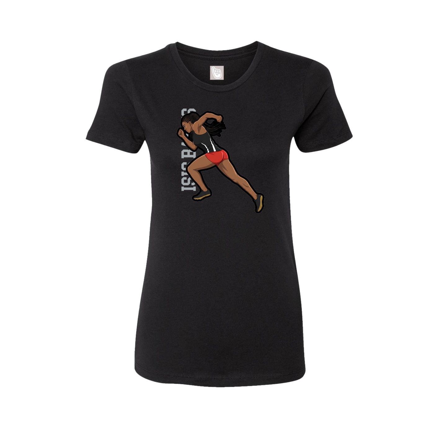 Fitted Women's Tee — Name Vertical in Black