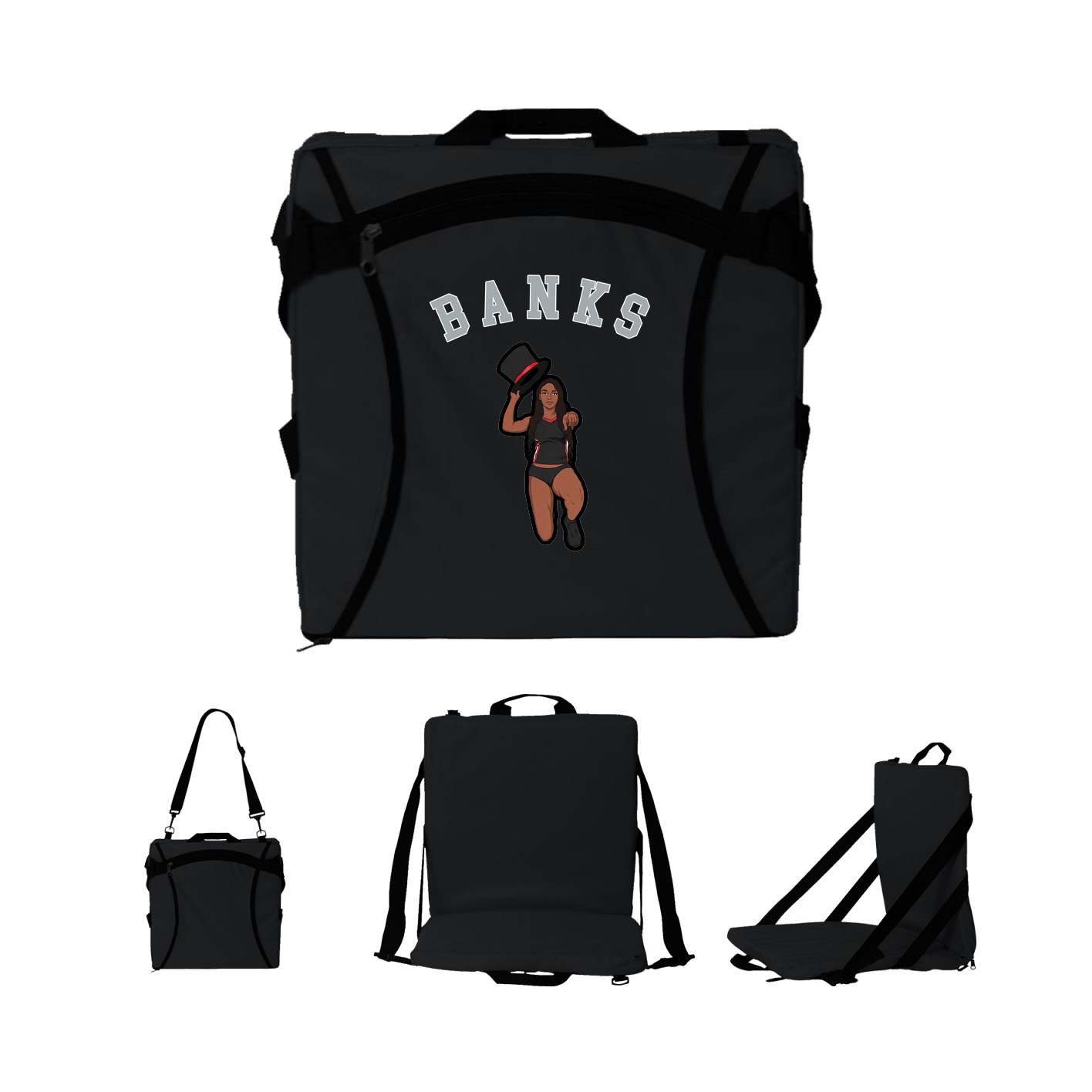 Folding Stadium Seat — Shirsey Arch in Black