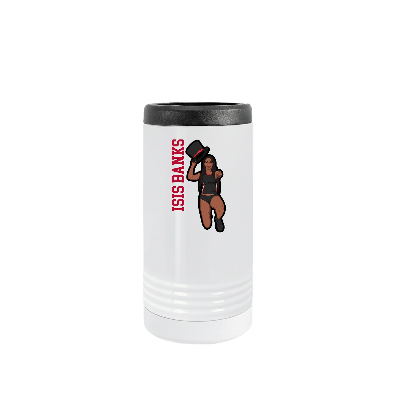 Slim Beverage Holder — Name Vertical in White
