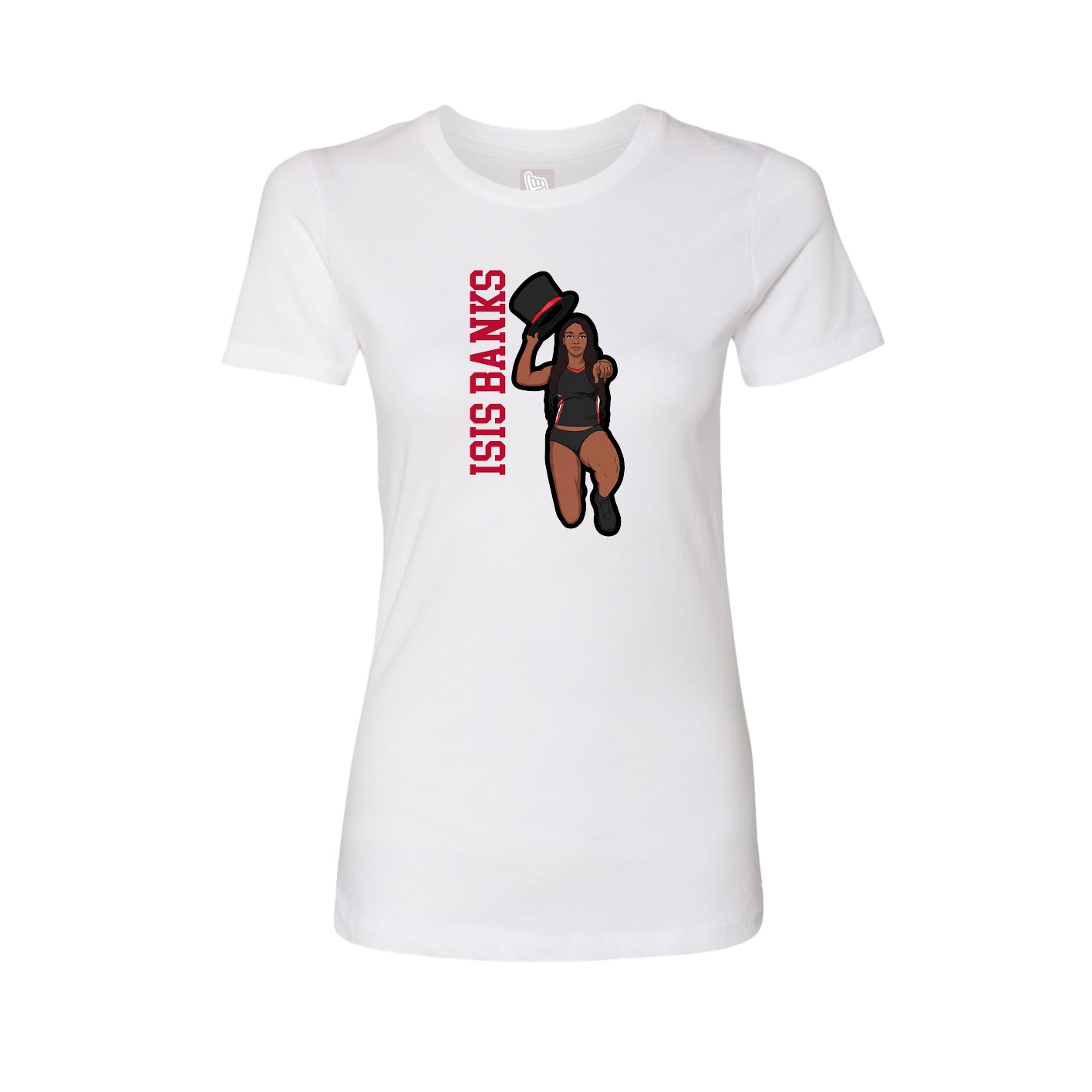 Fitted Women's Tee — Name Vertical in White