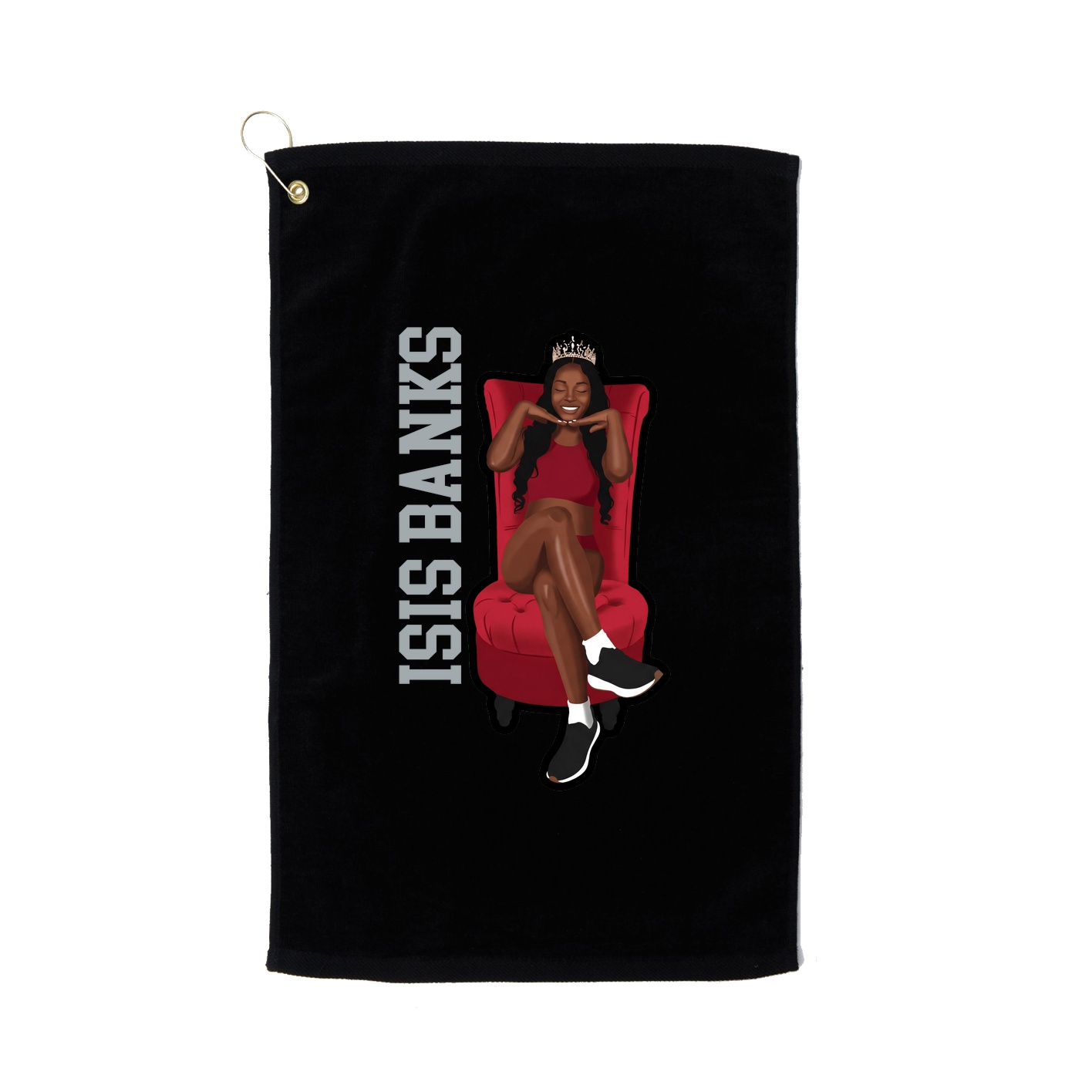 Golf Towel — Name Vertical in Black