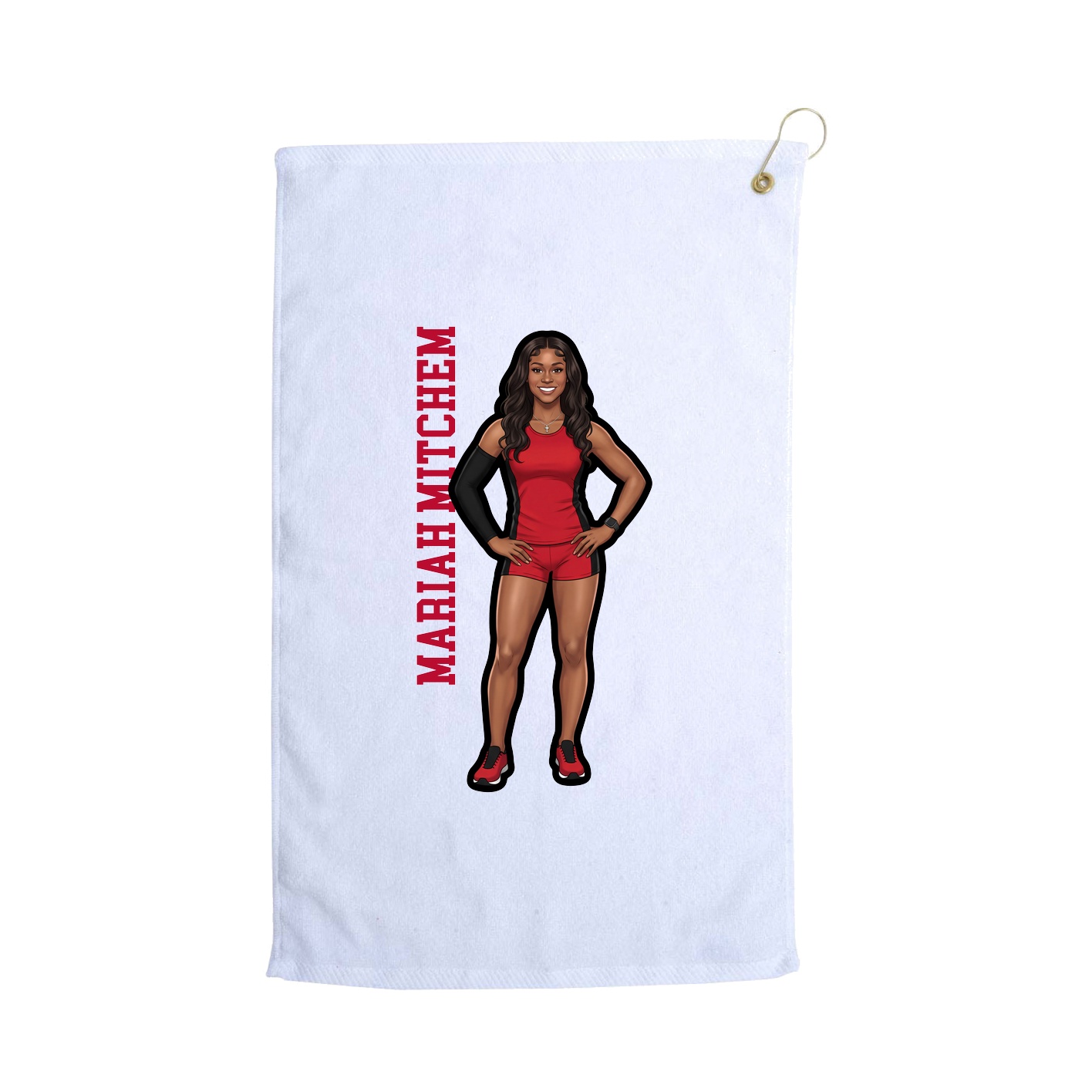 Golf Towel — Name Vertical in White