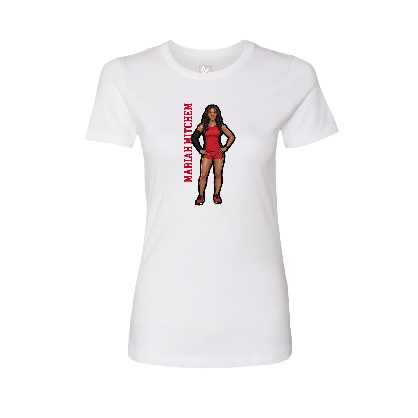 Fitted Women's Tee — Name Vertical in White