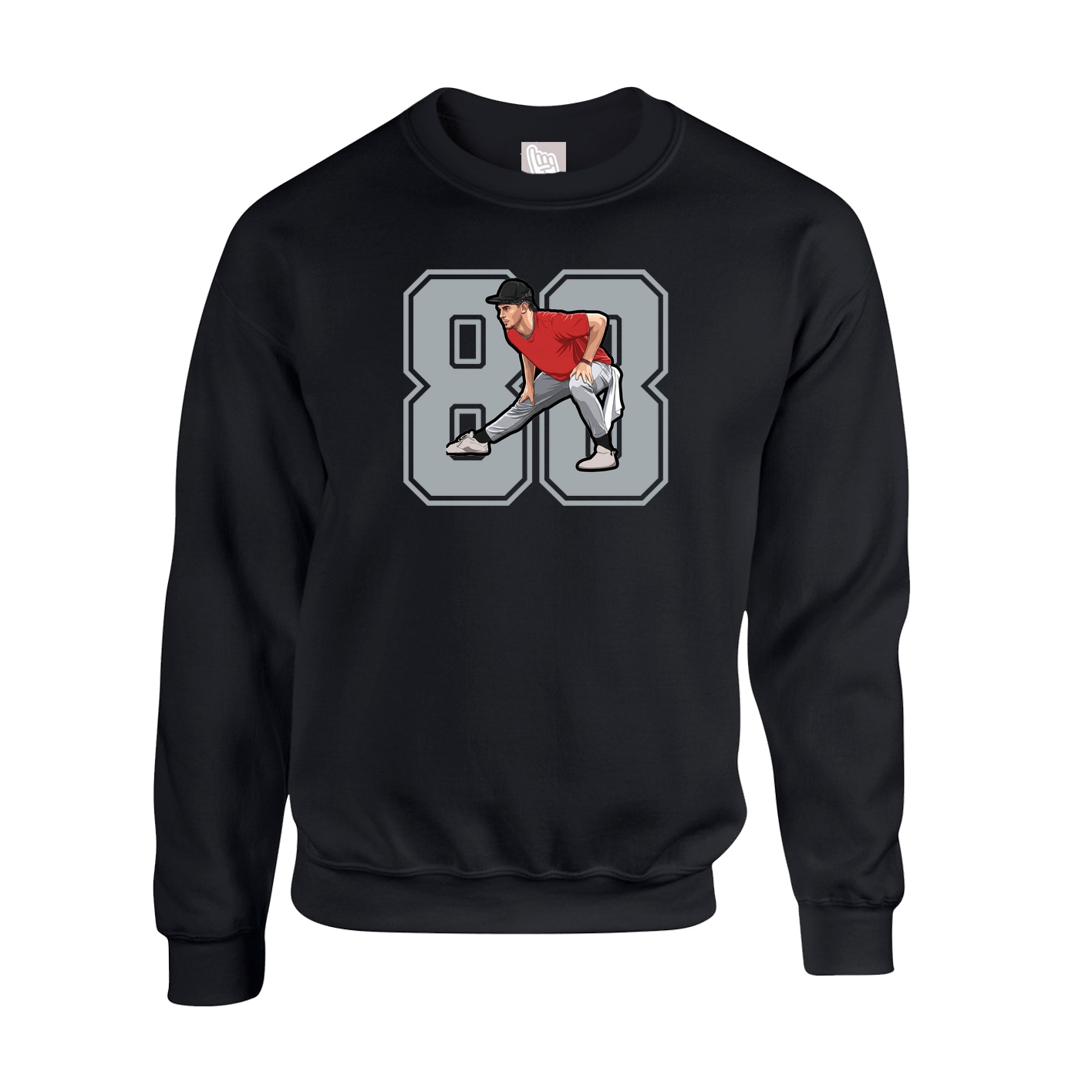 Fleece Crew — Number in Black