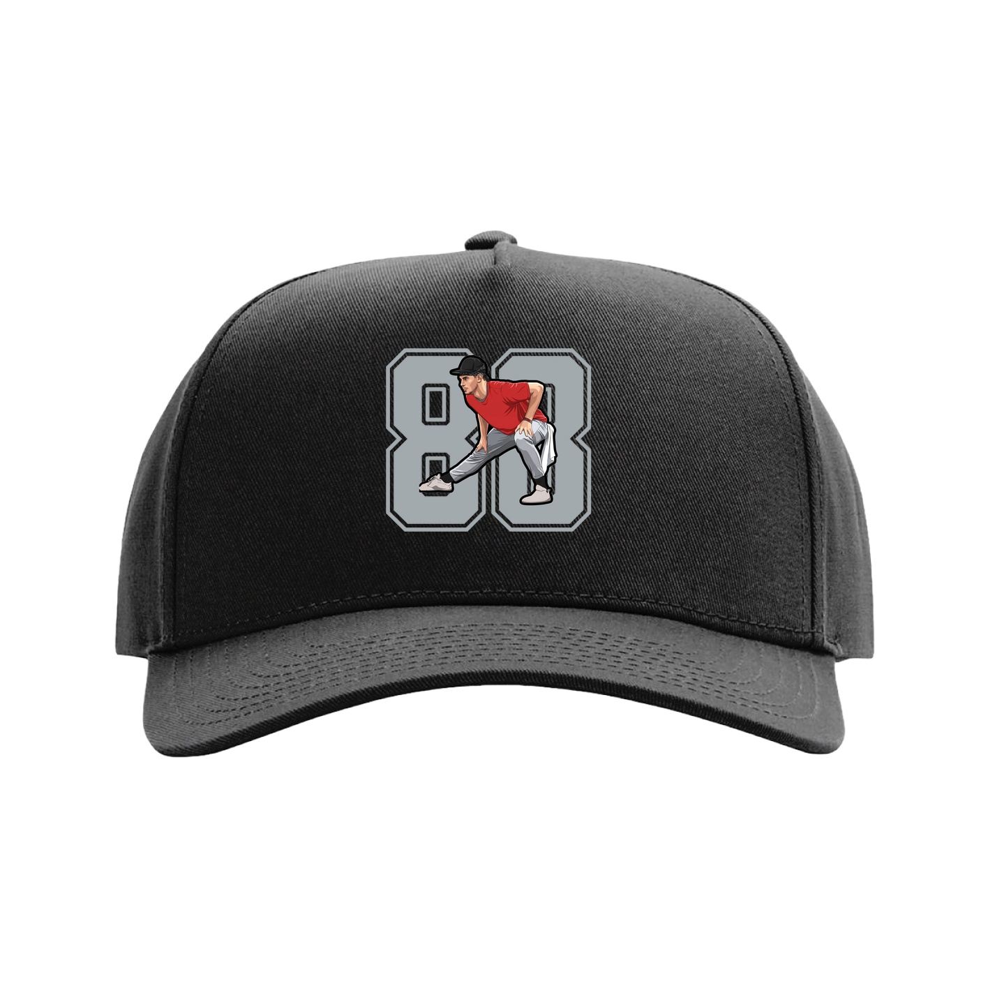 Full Fabric Five-Panel Champ Cap — Number in Black