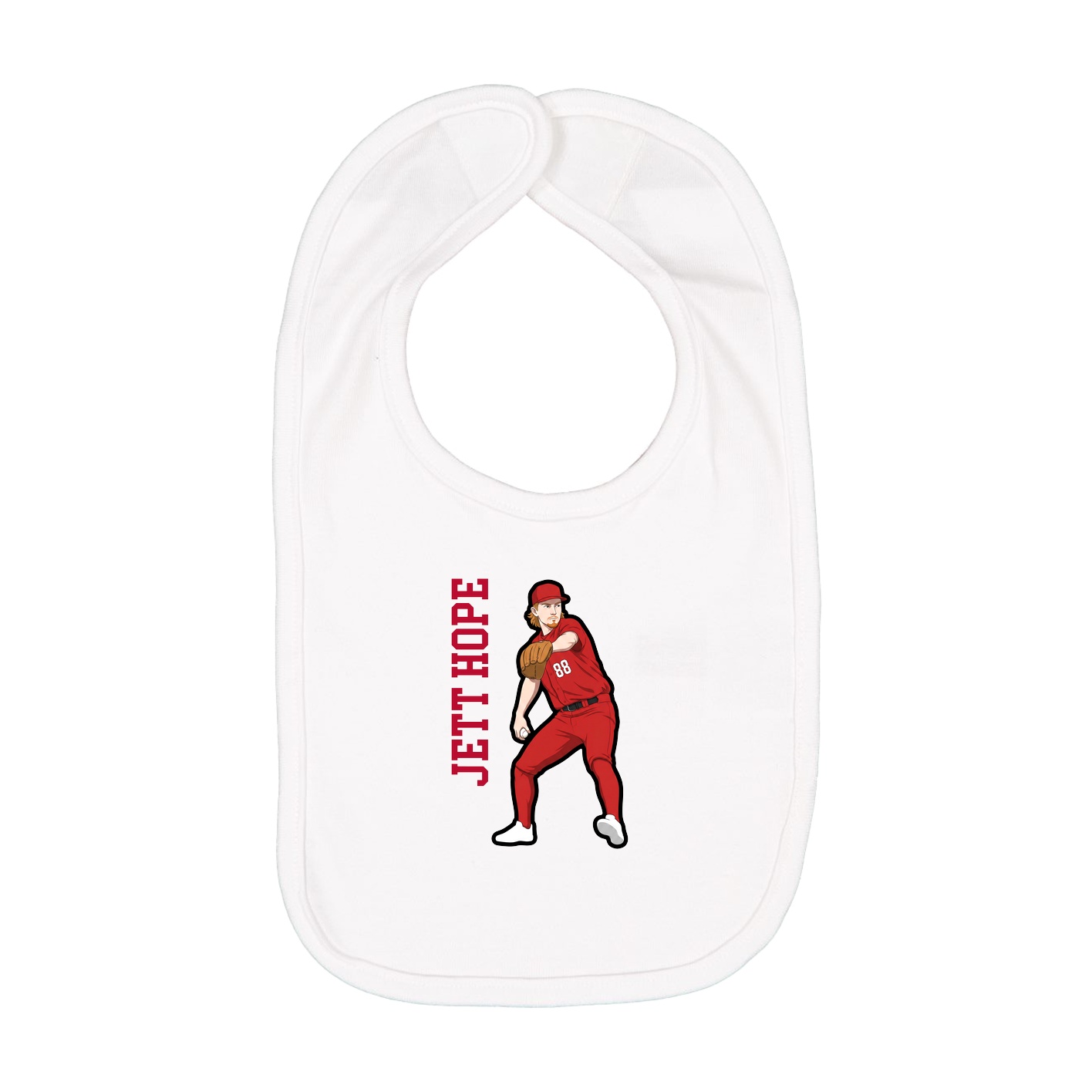 Infant Bib — Name Vertical in White