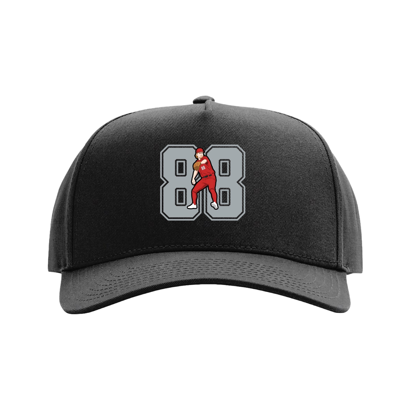 Full Fabric Five-Panel Champ Cap — Number in Black