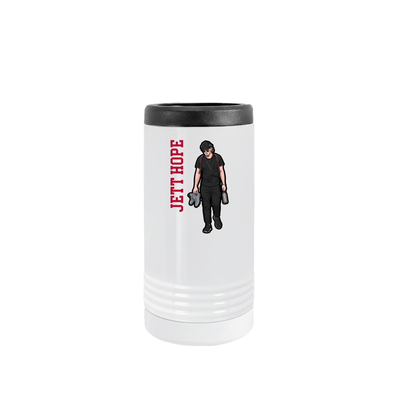 Slim Beverage Holder — Name Vertical in White
