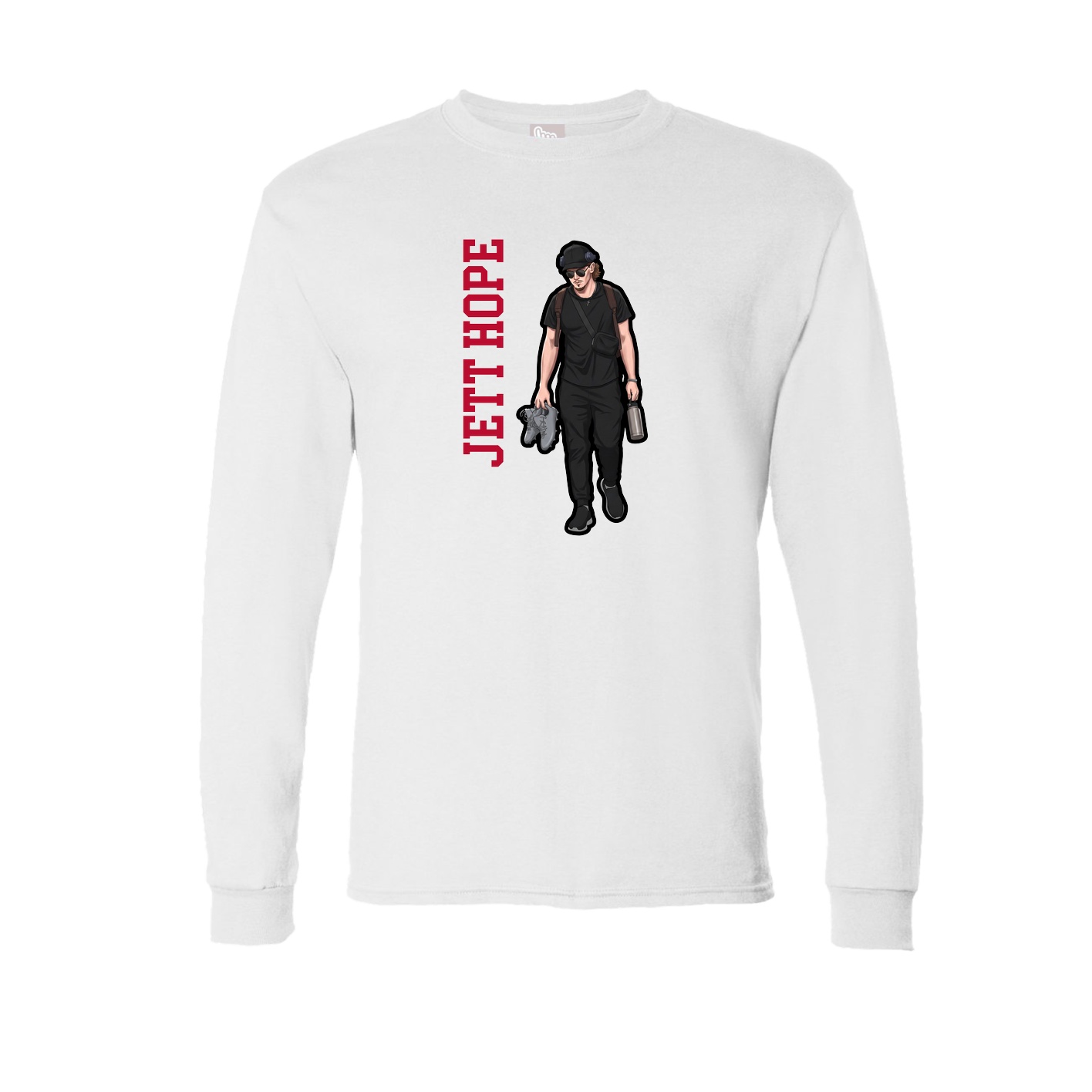 Long Sleeve Tee — Name Vertical in White