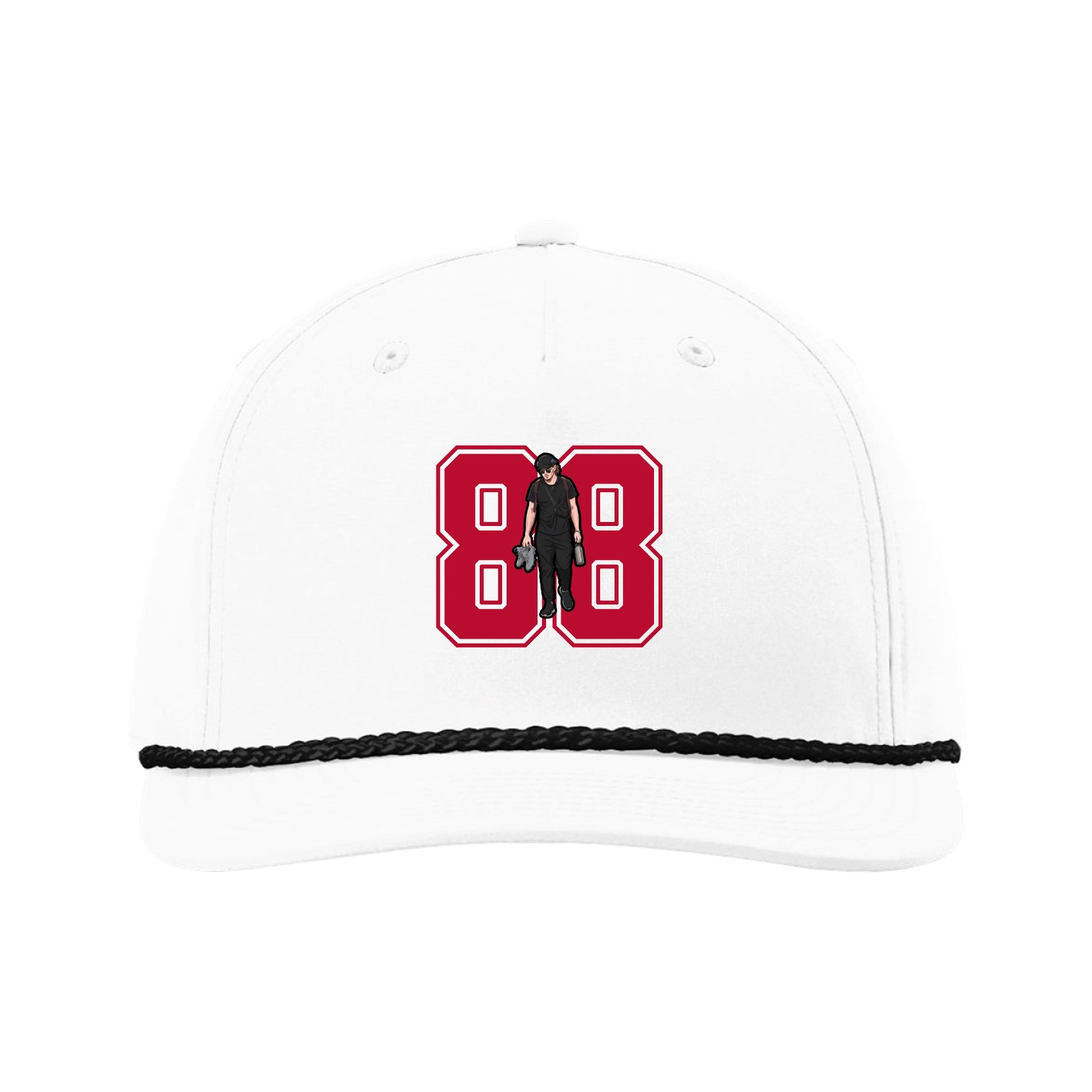 Five-Panel Classic Rope Cap — Number in White