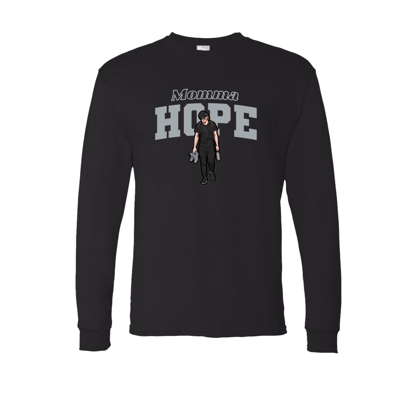 Long Sleeve Tee — Mothers Day Block in Black