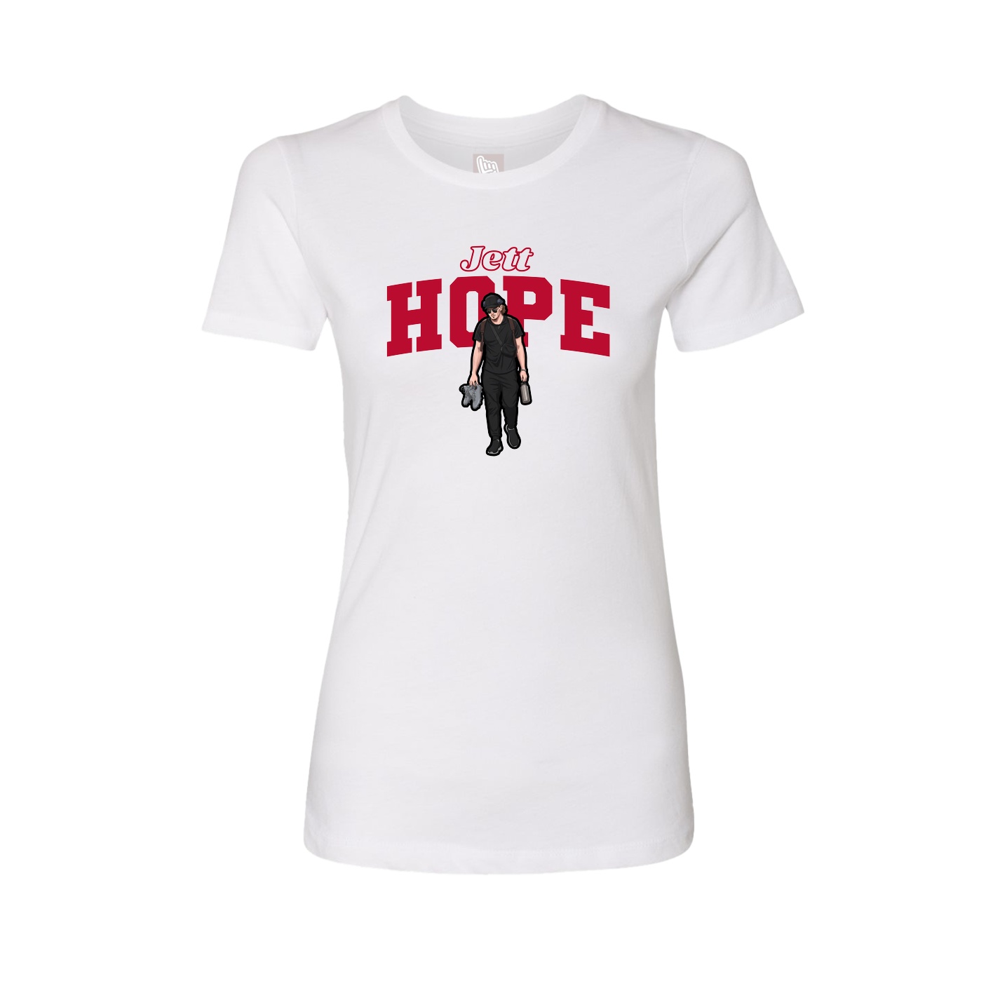 Womens Tee — Name Arch in White