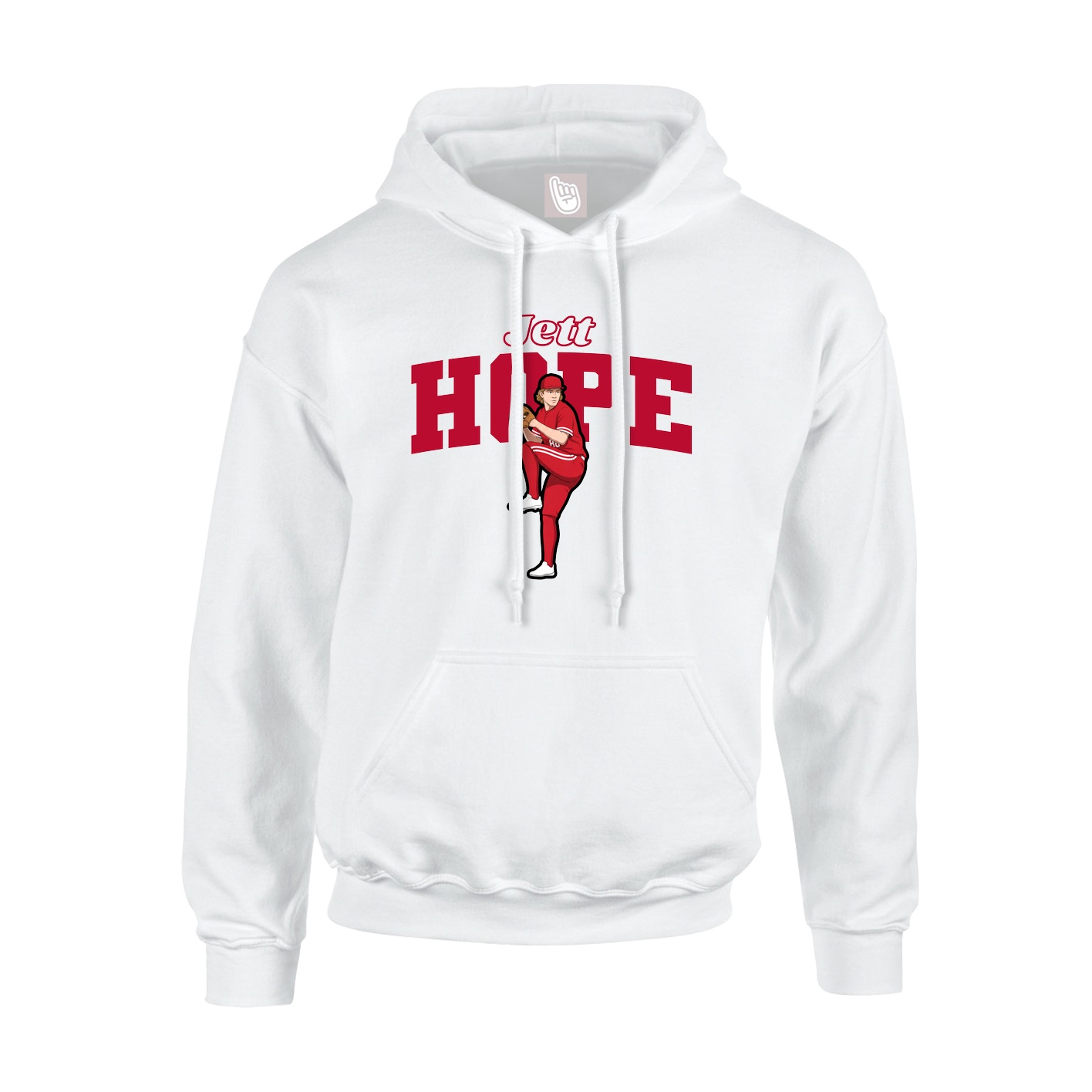 Youth Hoodie — Name Arch in White