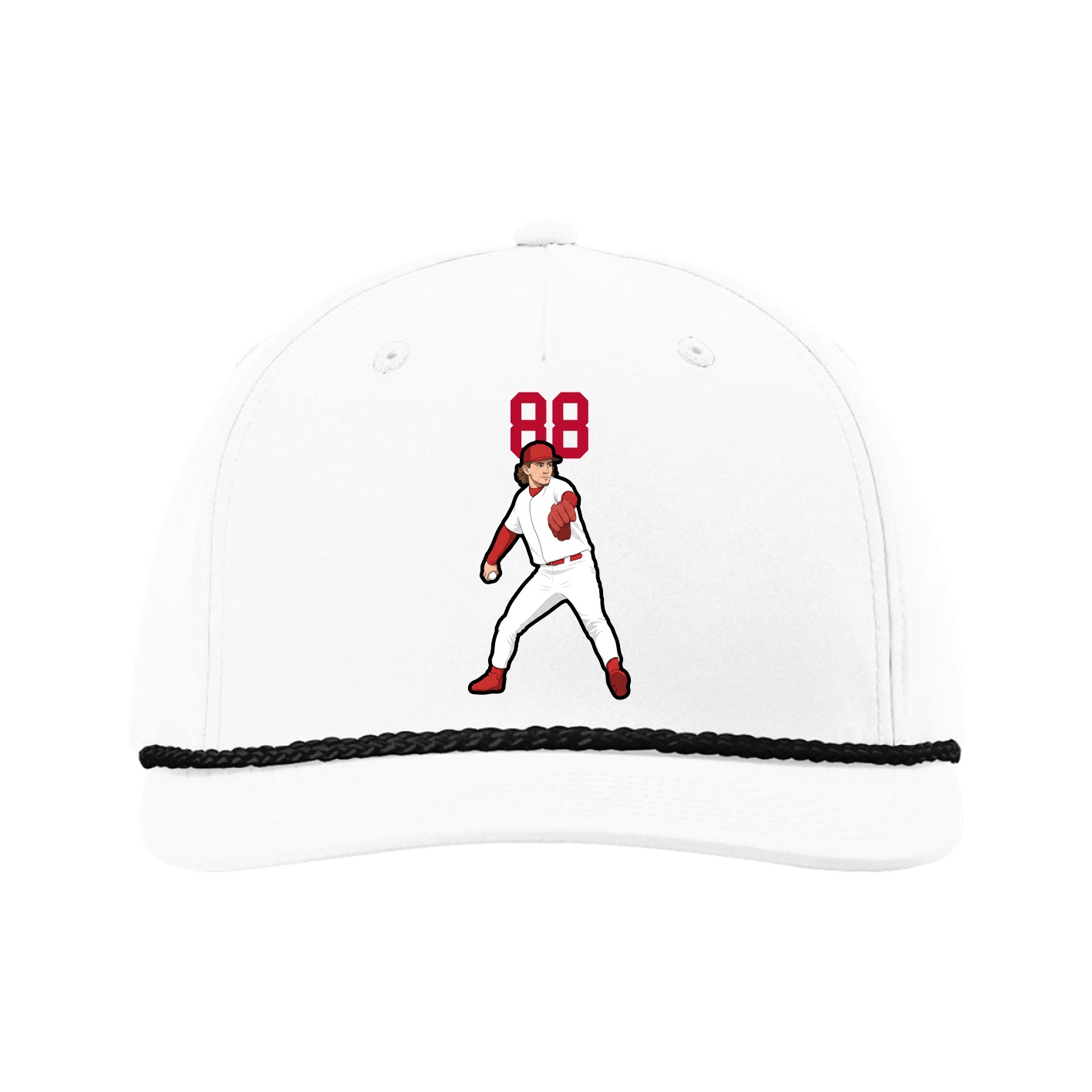 Five-Panel Classic Rope Cap — Number Top in White