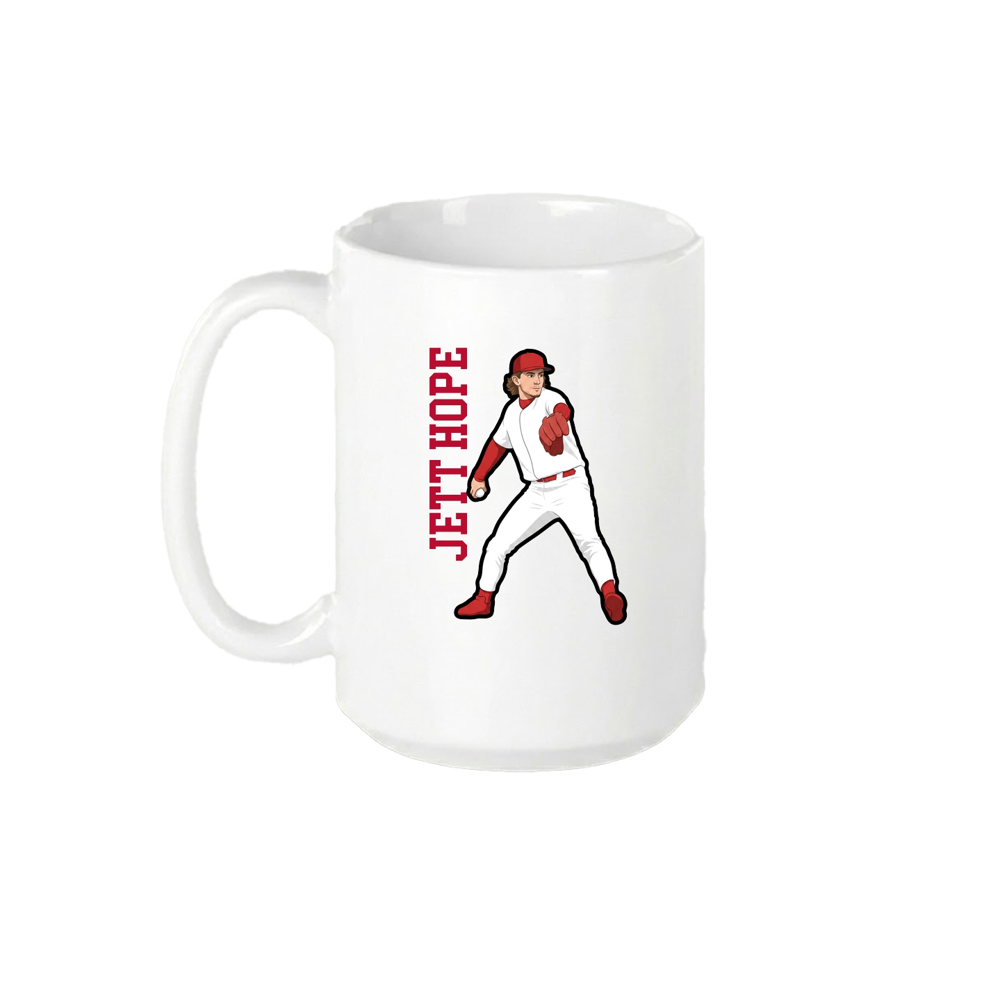 15oz Coffee Mug — Name Vertical in White