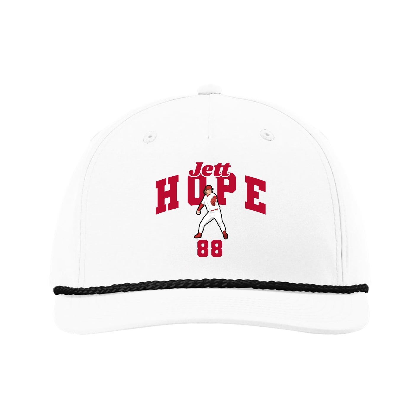 Five-Panel Classic Rope Cap — Signature Arch in White