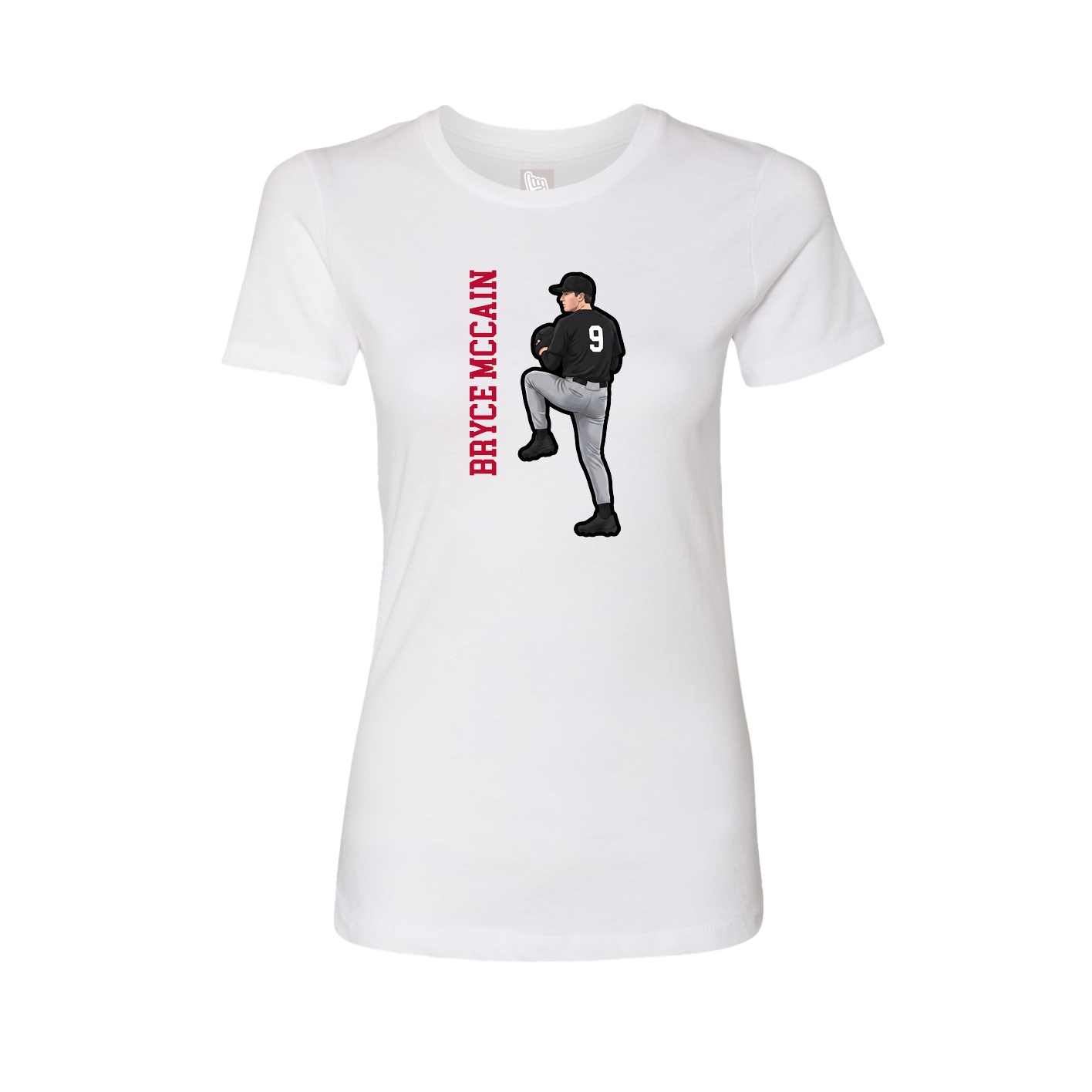 Fitted Women's Tee — Name Vertical in White