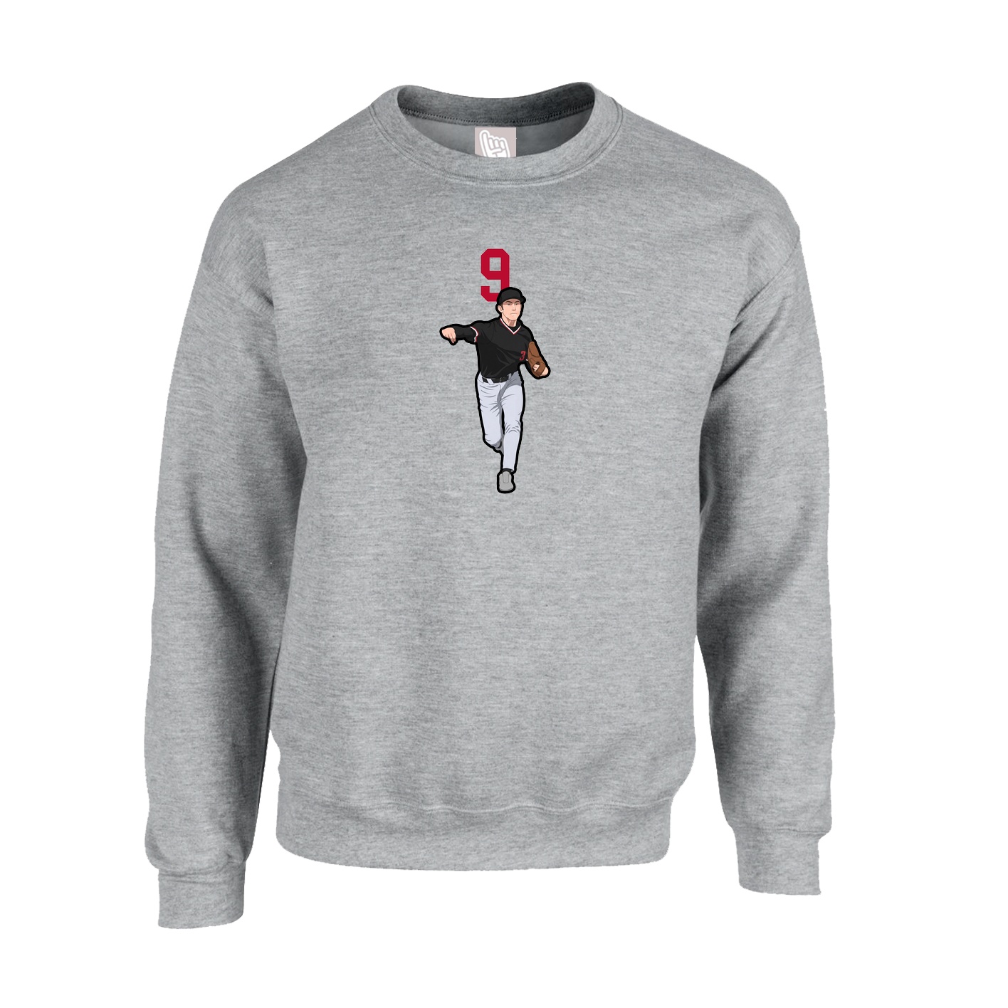 Fleece Crew — Number Top in Grey