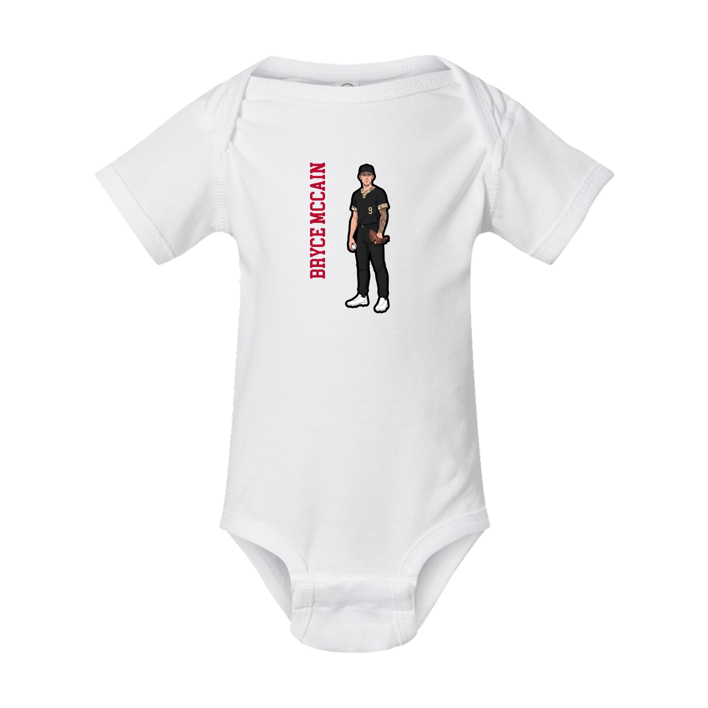 Baby Onesie — Name Vertical in White