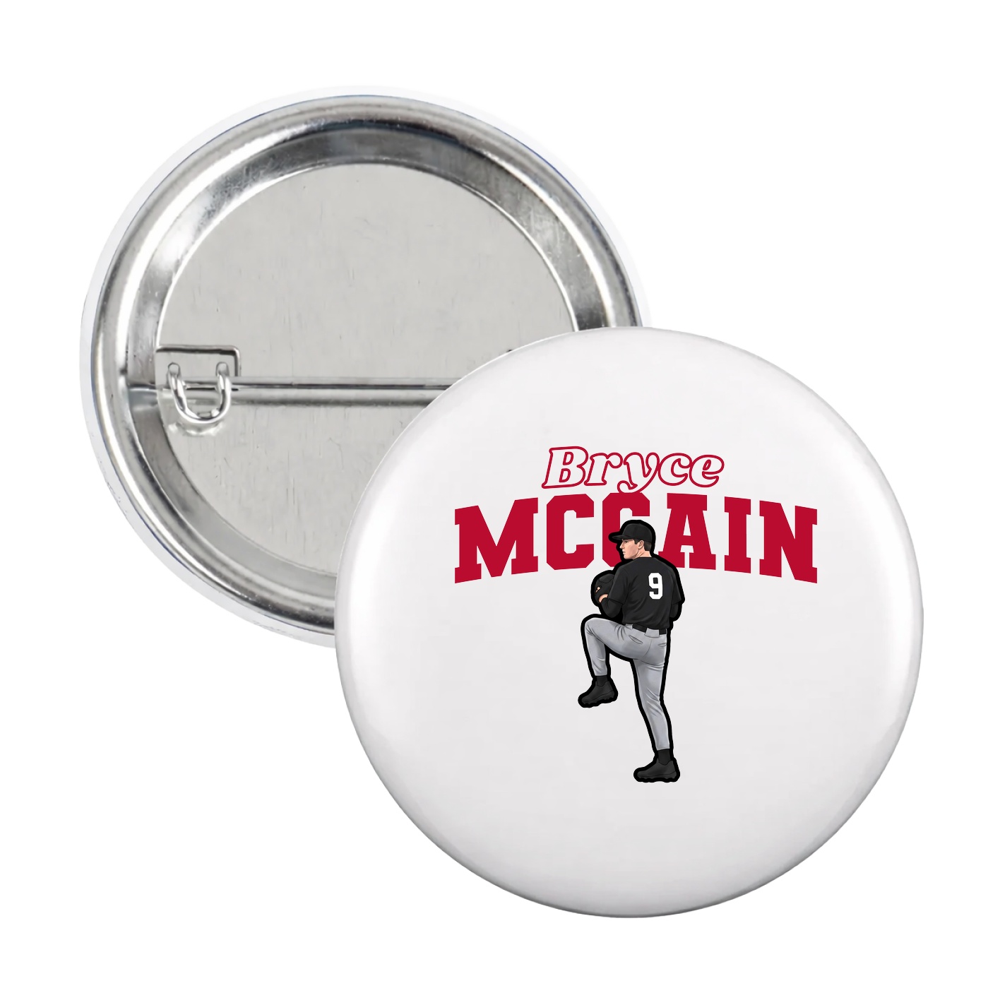 Game Day Button — Name Arch in White