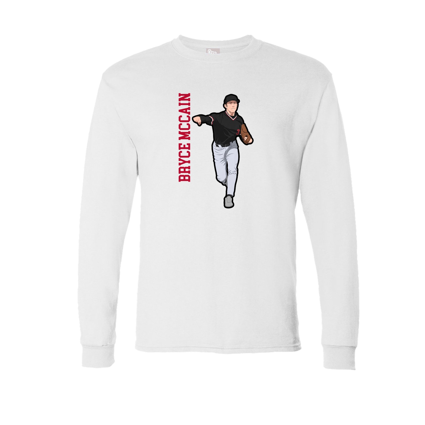 Long Sleeve Tee — Name Vertical in White