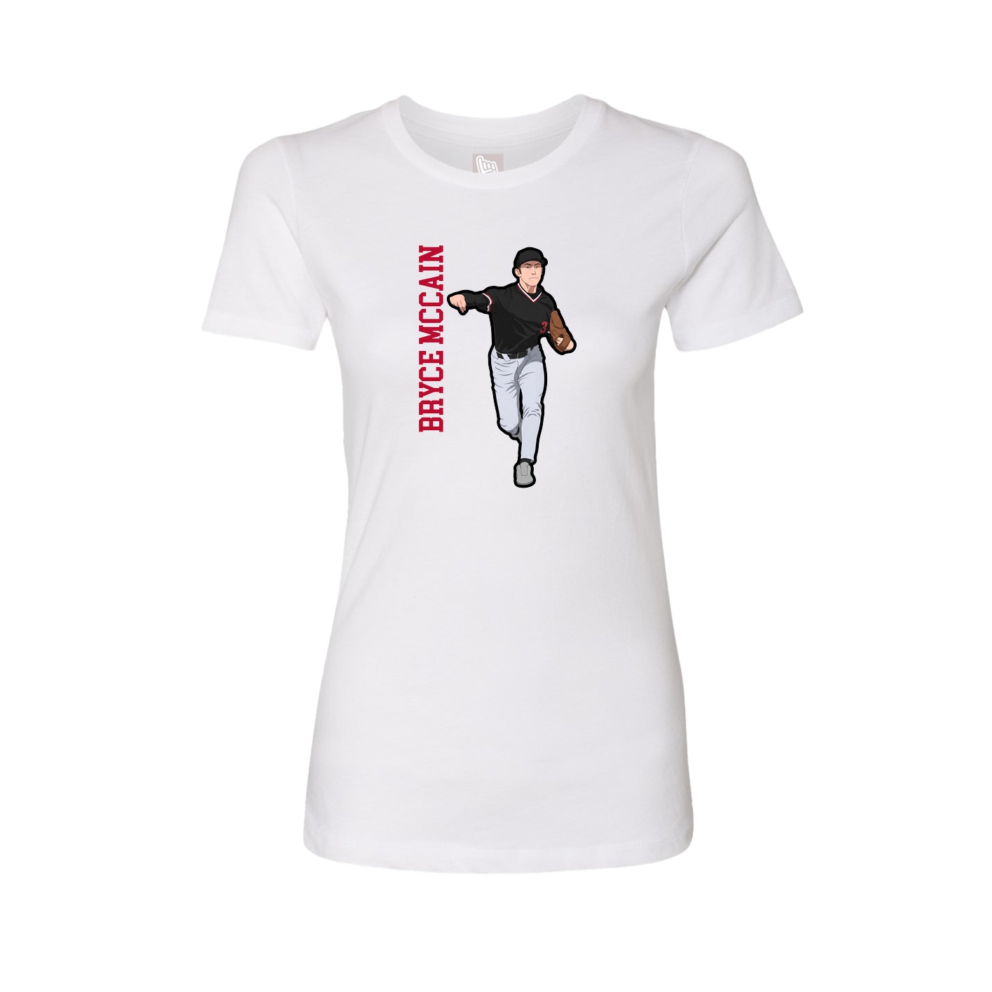 Fitted Women's Tee — Name Vertical in White