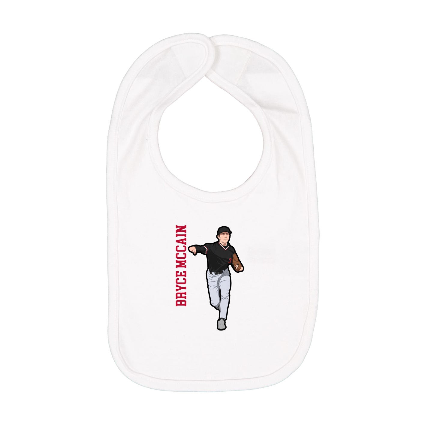 Infant Bib — Name Vertical in White