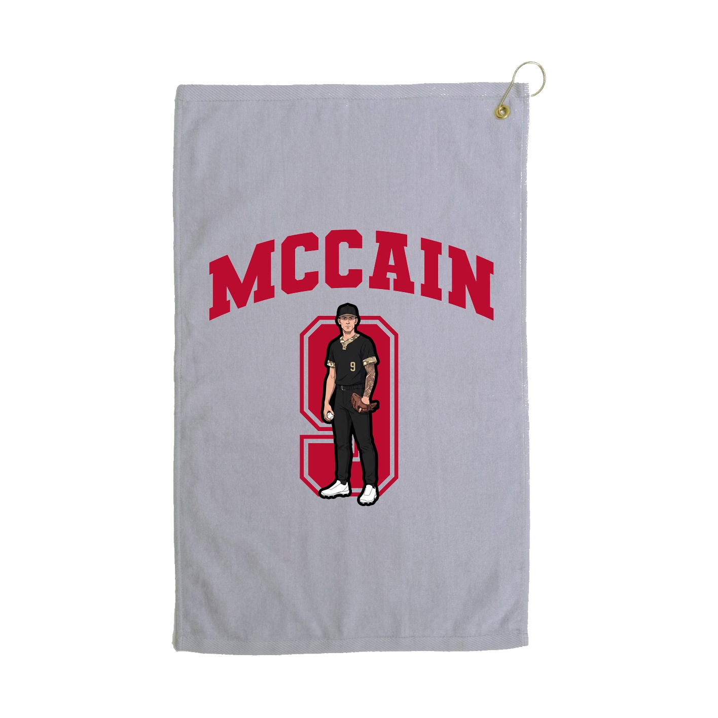 Golf Towel — Number in Grey