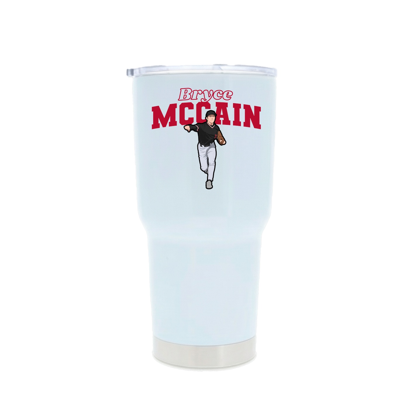 30oz Stainless Steel Tumbler — Name Arch in White