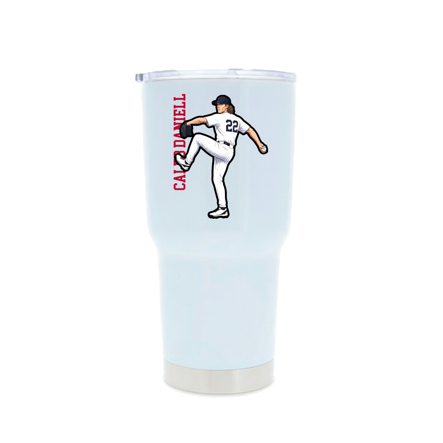 30oz Stainless Steel Tumbler — Name Vertical in White