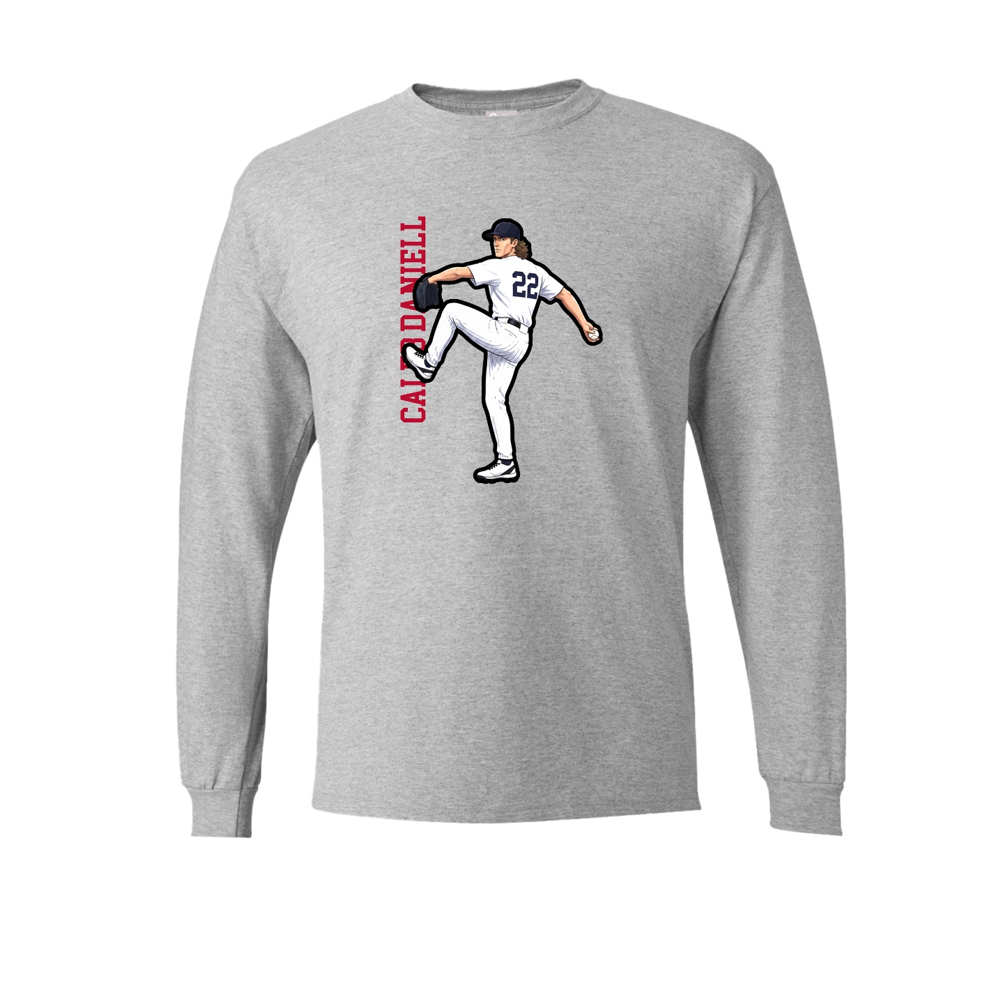 Long Sleeve Tee — Name Vertical in Grey
