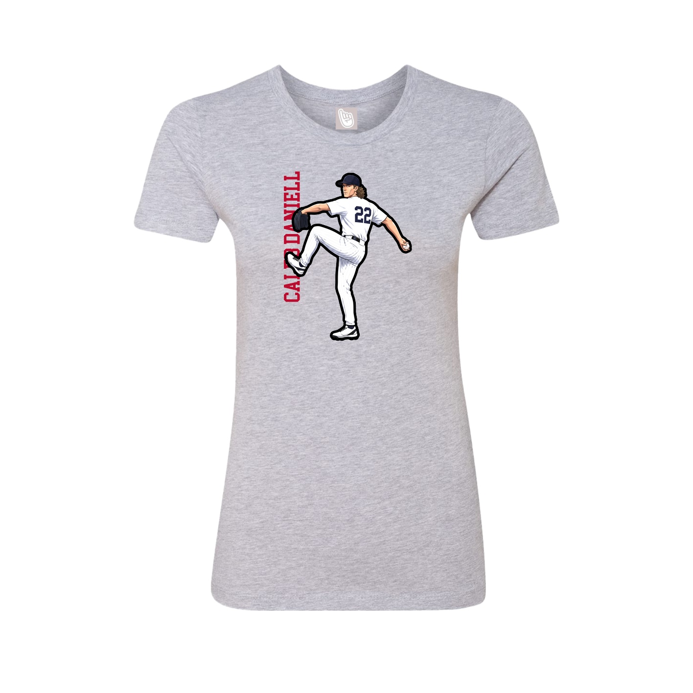 Fitted Women's Tee — Name Vertical in Grey