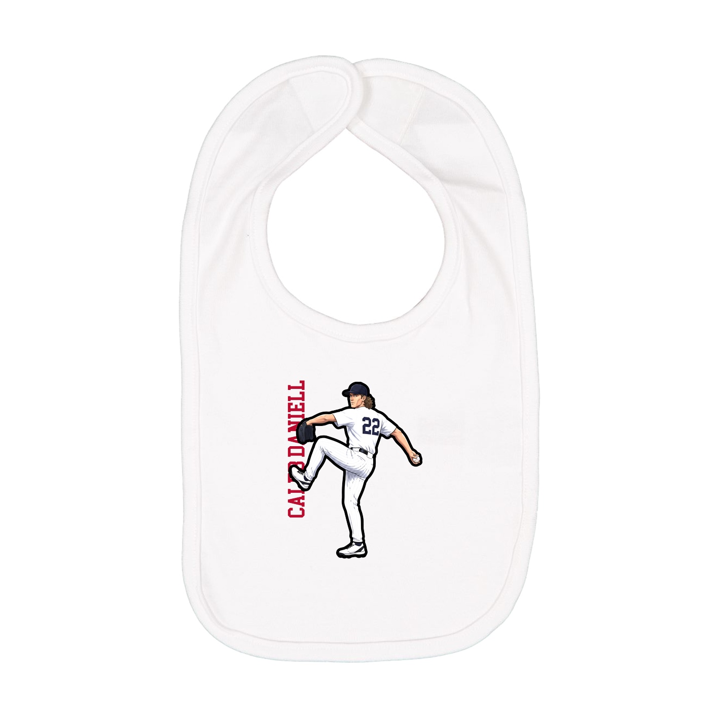 Infant Bib — Name Vertical in White