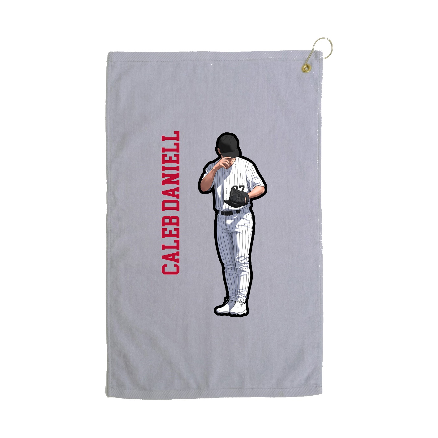 Golf Towel — Name Vertical in Grey