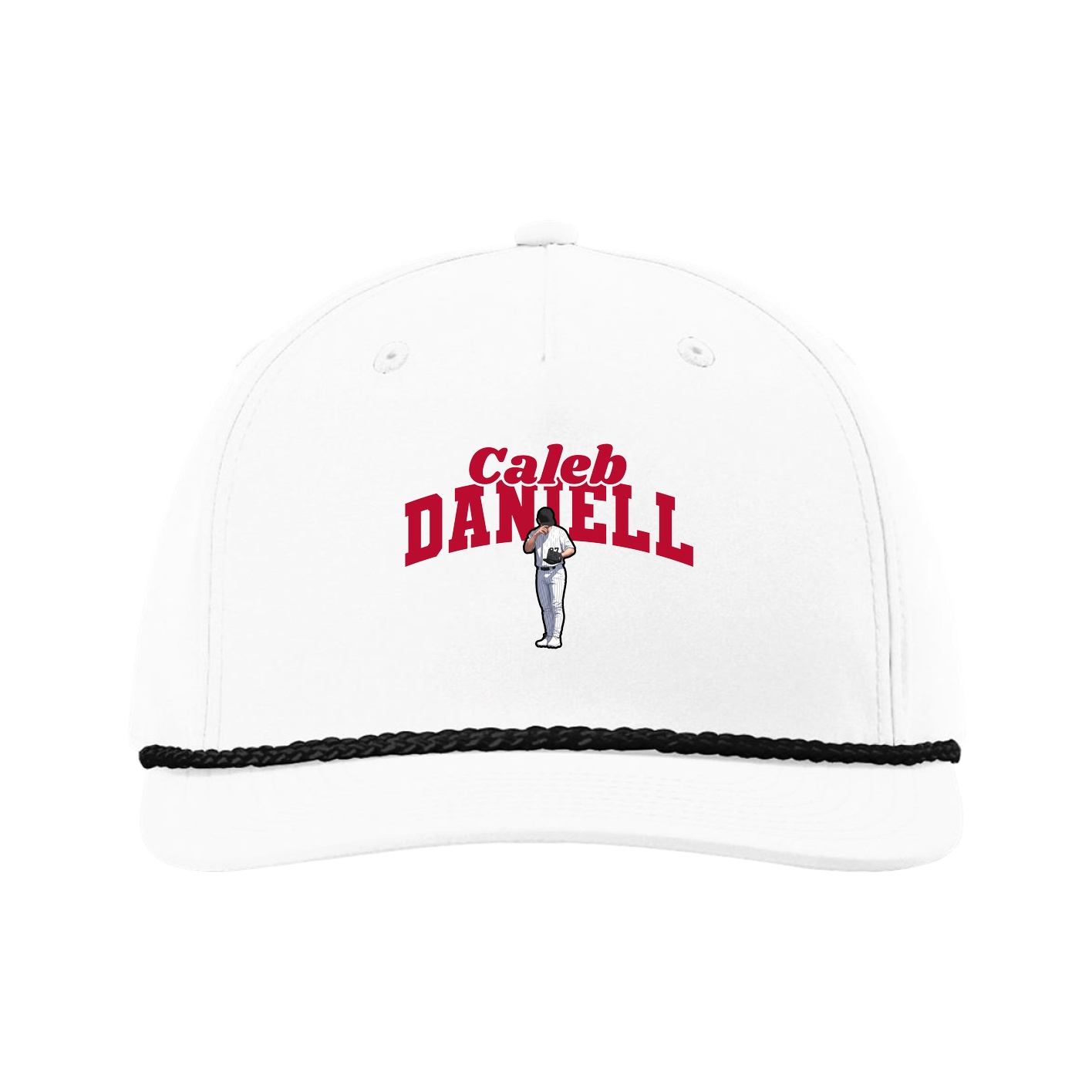 Five-Panel Classic Rope Cap — Signature Arch in White