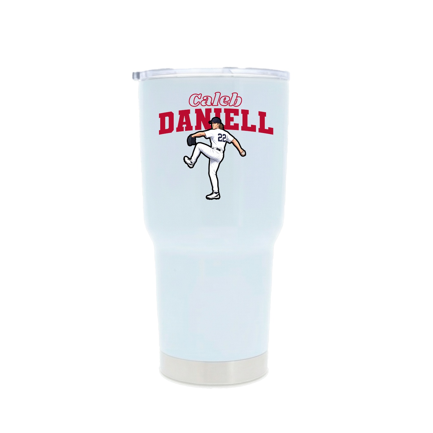 30oz Stainless Steel Tumbler — Name Arch in White