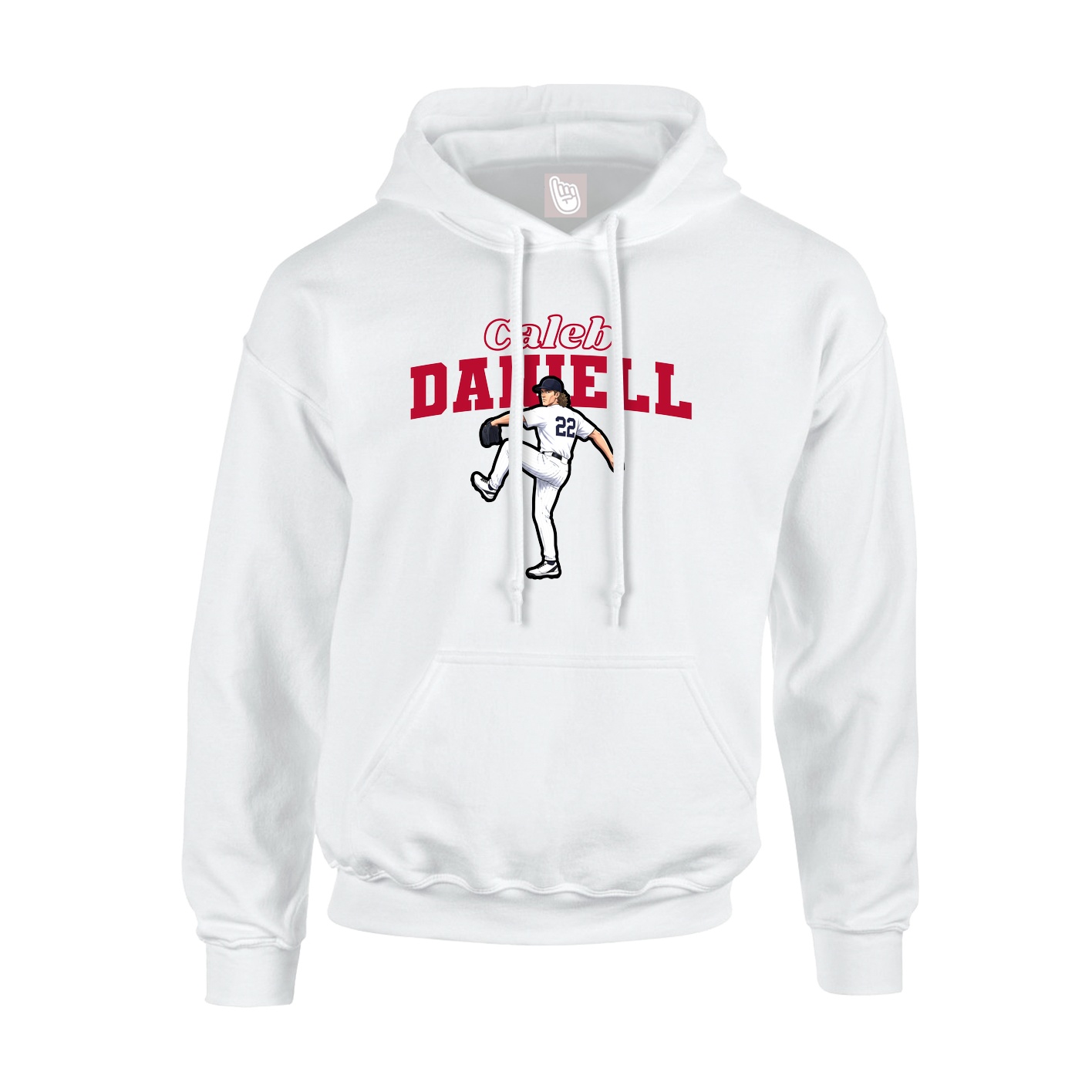 Youth Hoodie — Name Arch in White