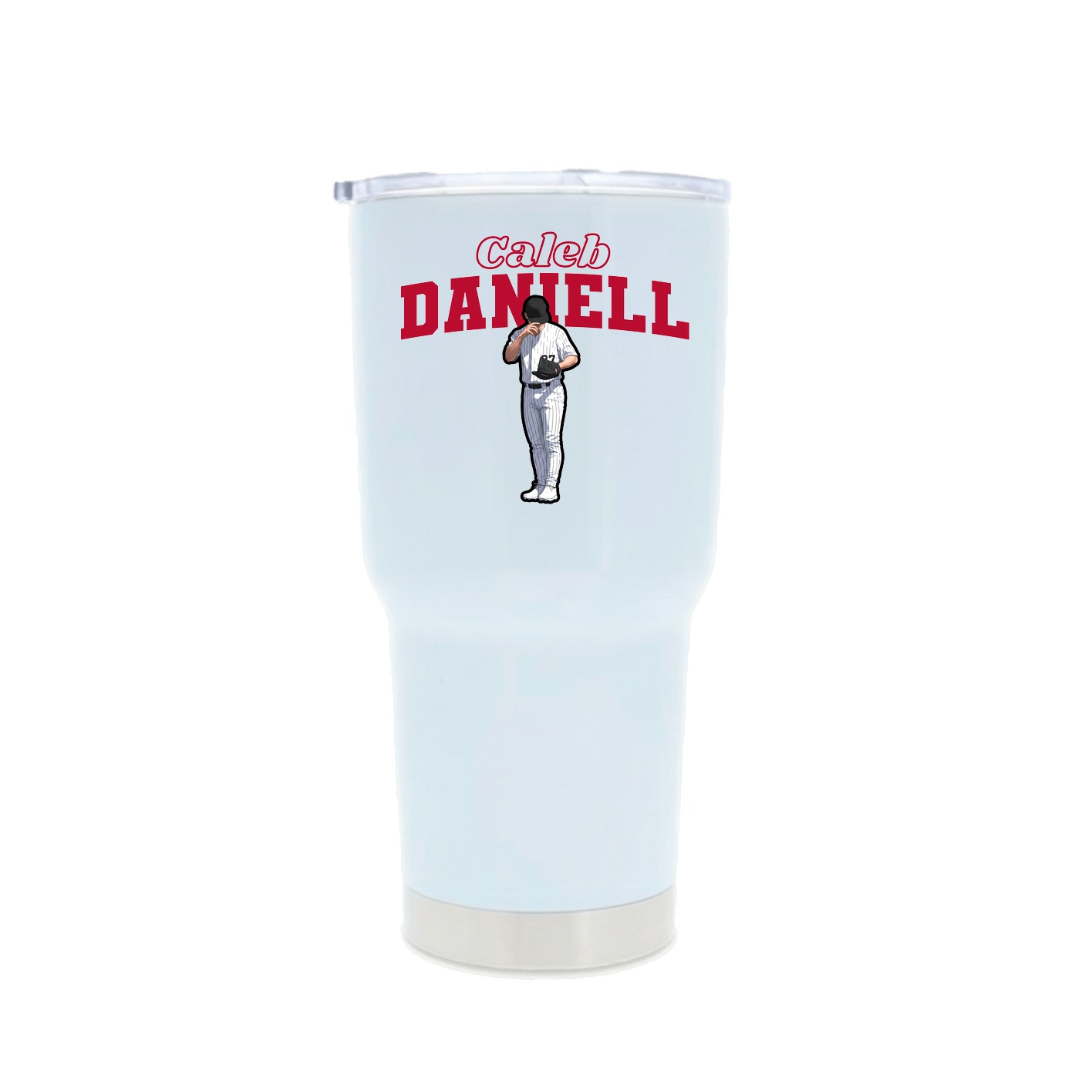 30oz Stainless Steel Tumbler — Name Arch in White