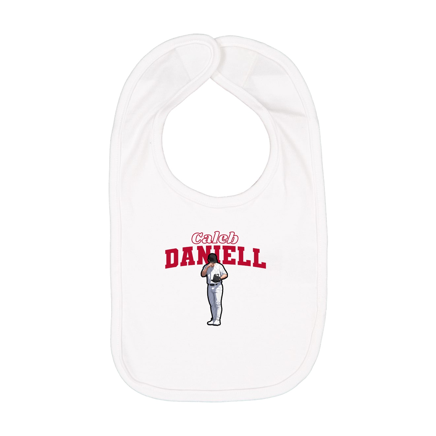 Infant Bib — Name Arch in White