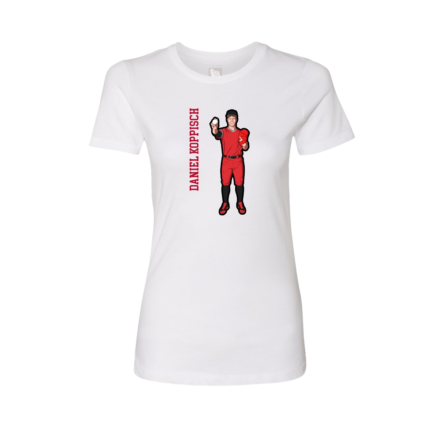 Fitted Women's Tee — Name Vertical in White