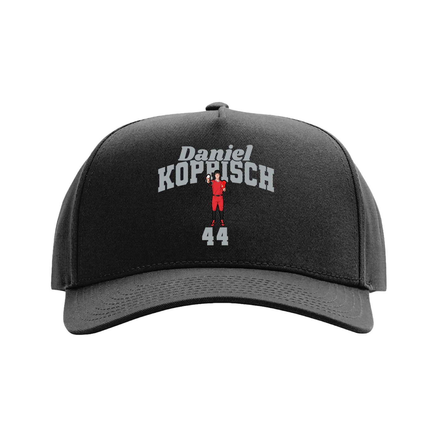 Full Fabric Five-Panel Champ Cap — Signature Arch in Black