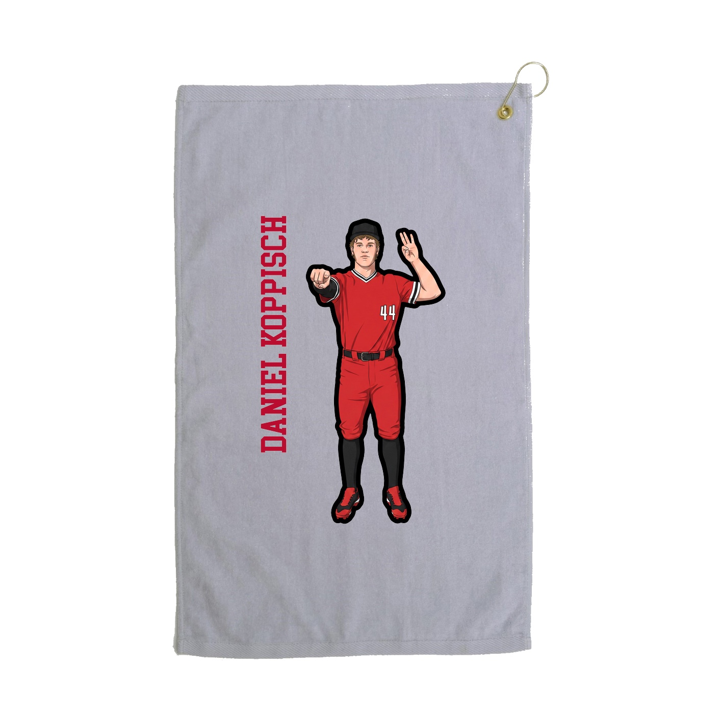 Golf Towel — Name Vertical in Grey