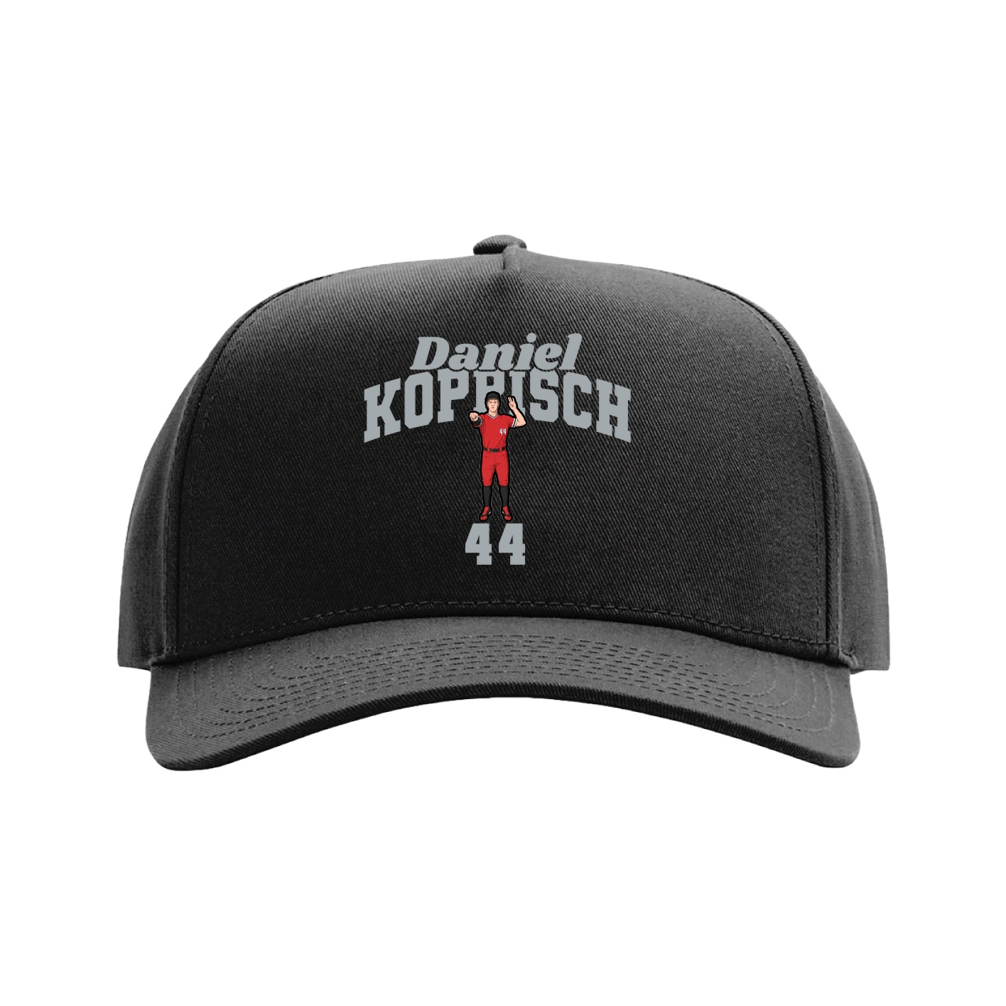 Full Fabric Five-Panel Champ Cap — Signature Arch in Black