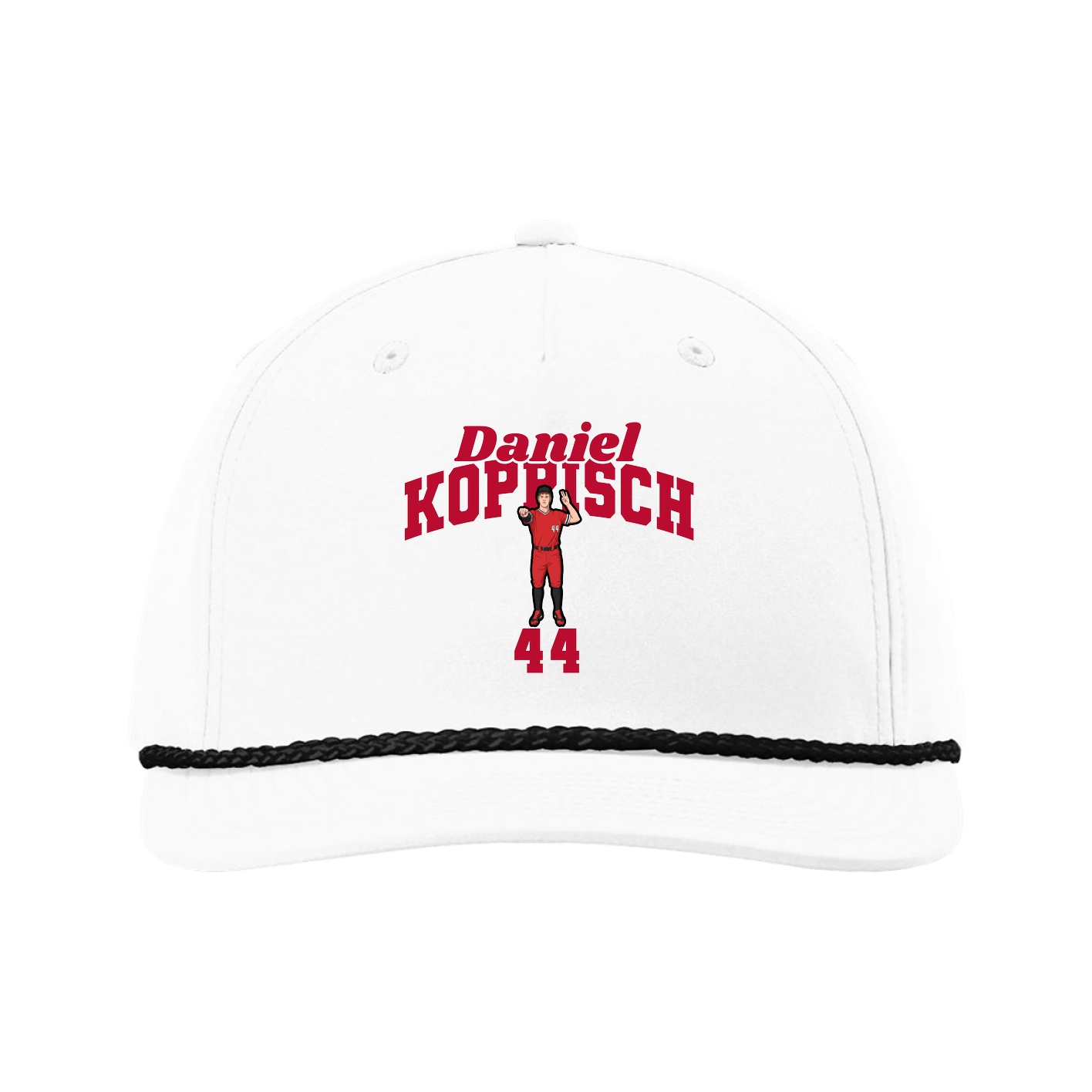 Five-Panel Classic Rope Cap — Signature Arch in White
