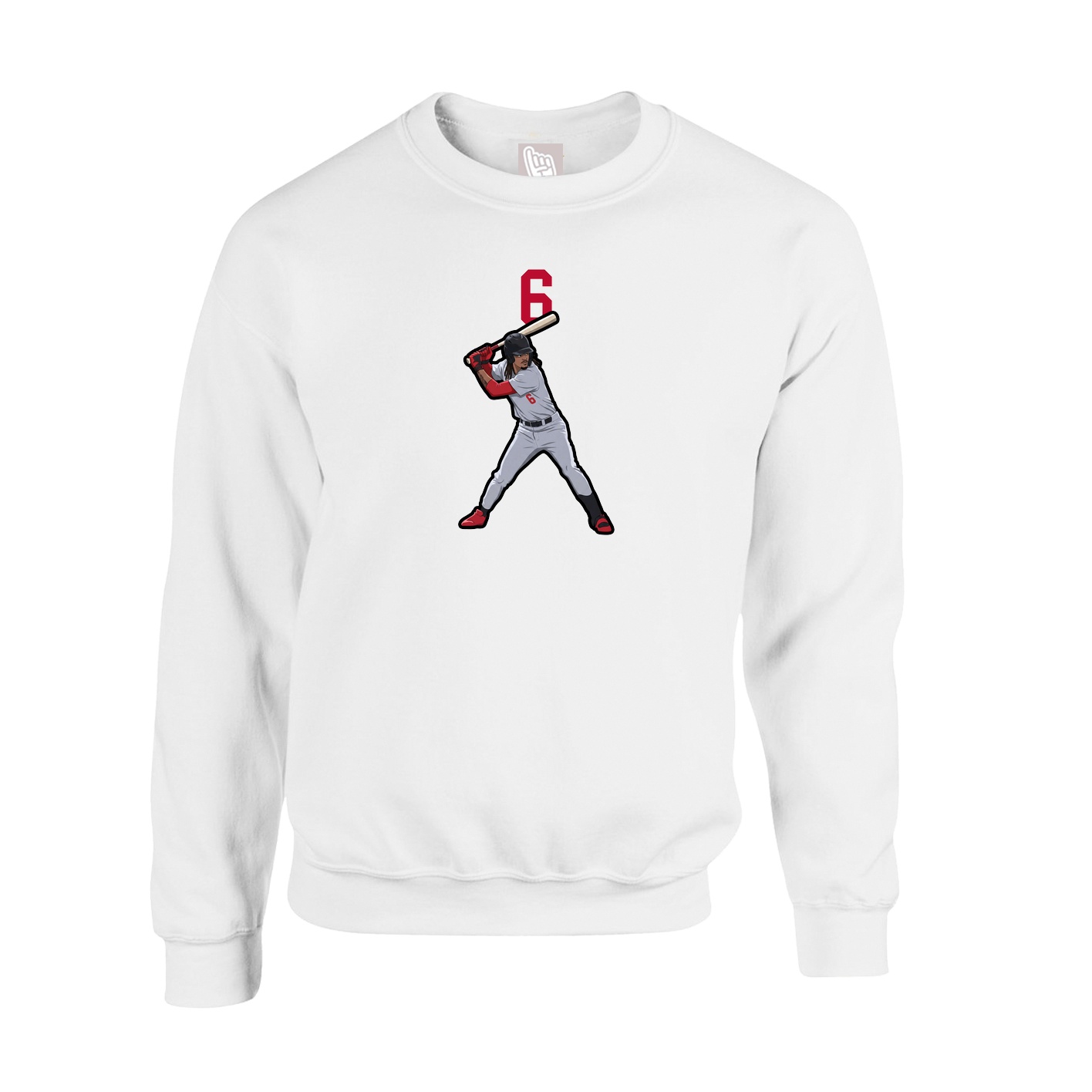 Fleece Crew — Number Top in White